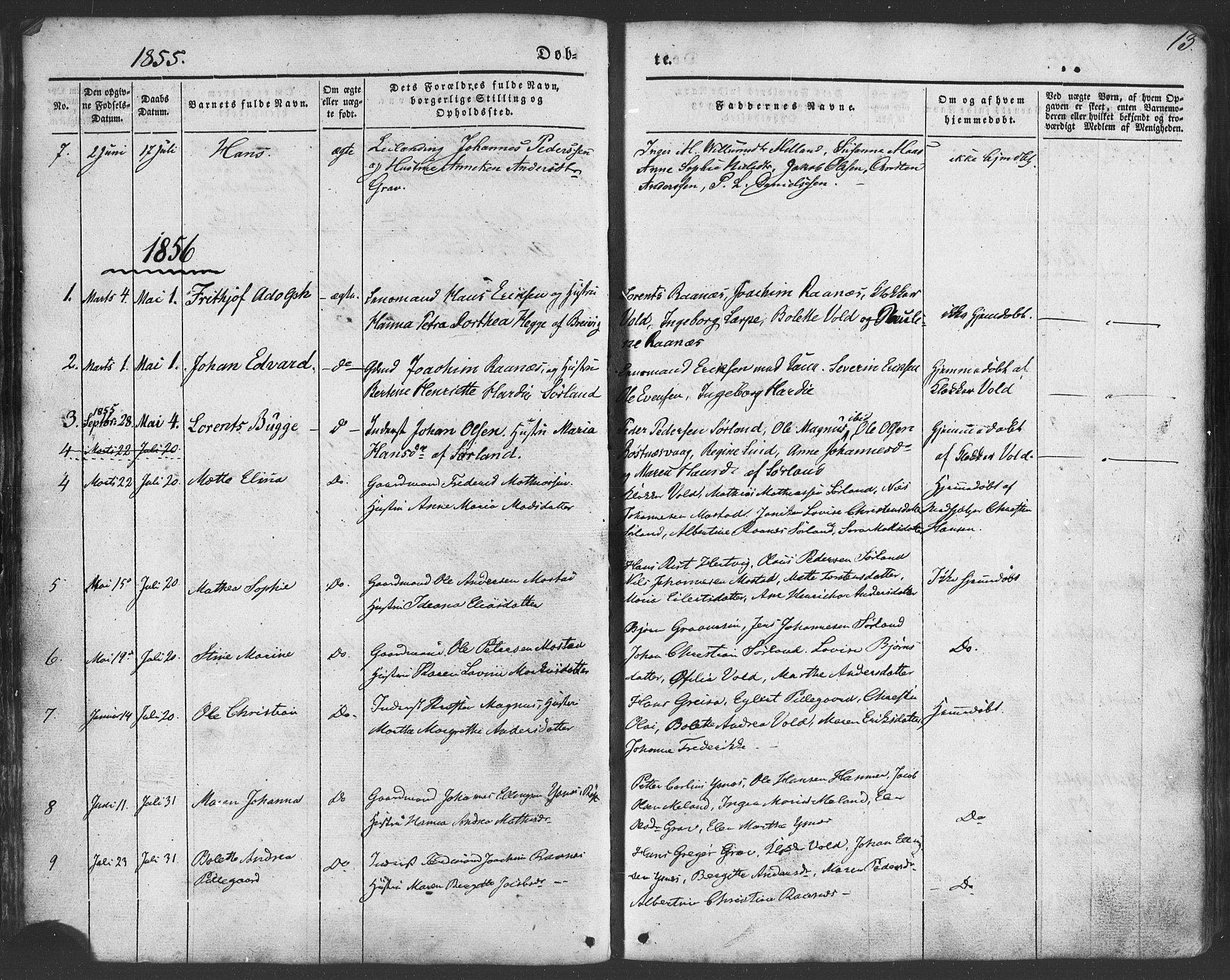 Ministerialprotokoller, klokkerbøker og fødselsregistre - Nordland, AV/SAT-A-1459/807/L0121: Parish register (official) no. 807A04, 1846-1879, p. 13