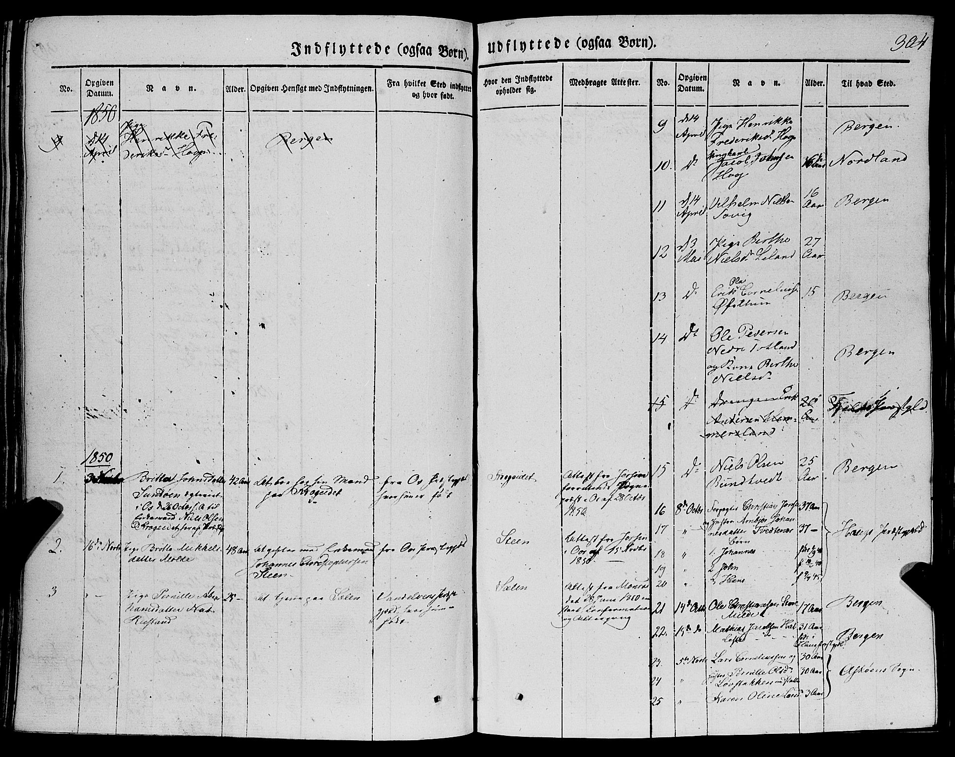 Fana Sokneprestembete, SAB/A-75101/H/Haa/Haaa/L0008: Parish register (official) no. A 8, 1829-1851, p. 304