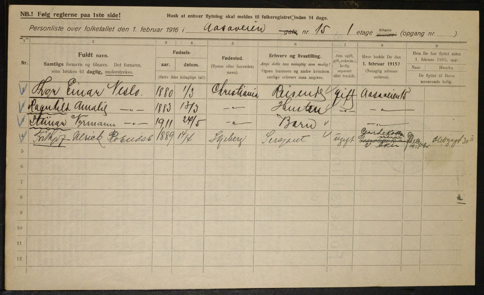 OBA, Municipal Census 1916 for Kristiania, 1916, p. 134764