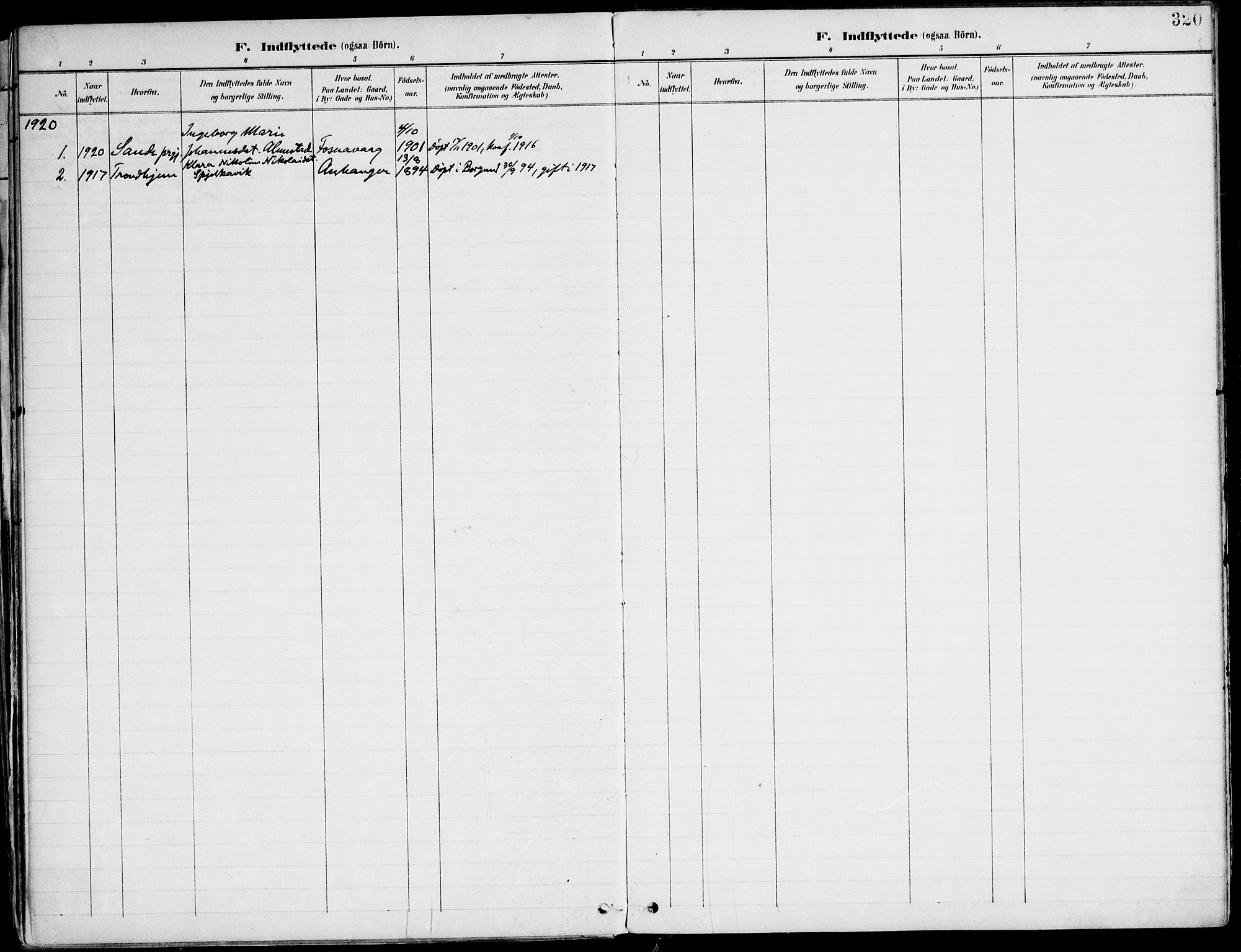 Ministerialprotokoller, klokkerbøker og fødselsregistre - Møre og Romsdal, SAT/A-1454/507/L0075: Parish register (official) no. 507A10, 1901-1920, p. 320