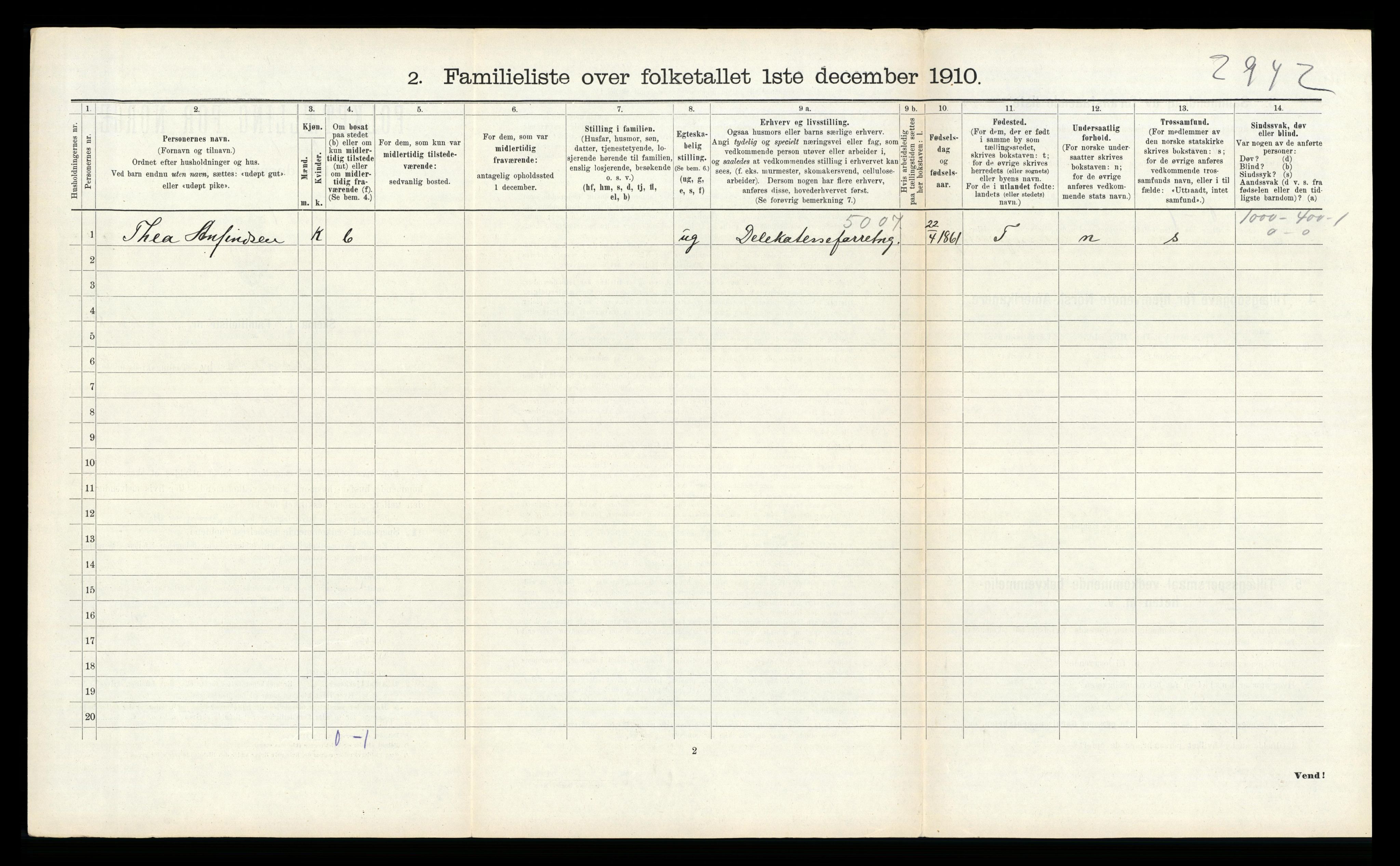 RA, 1910 census for Sandnes, 1910, p. 897