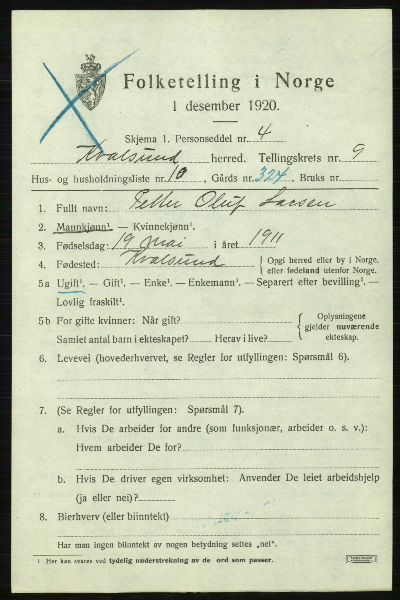 SATØ, 1920 census for , 1920, p. 2876