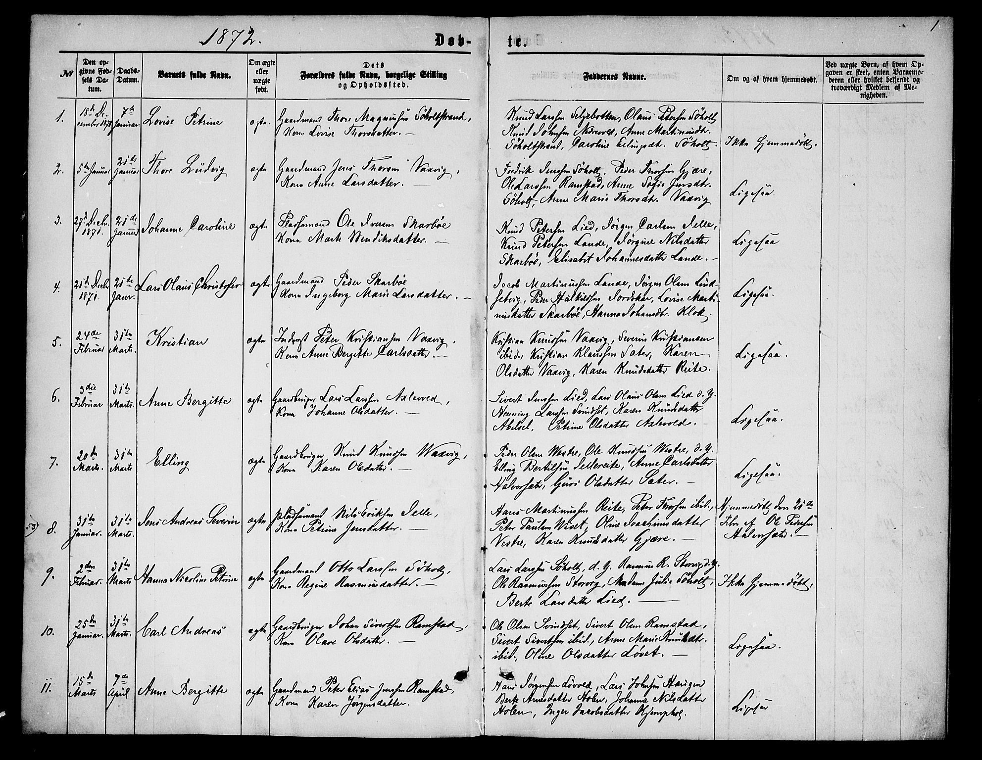 Ministerialprotokoller, klokkerbøker og fødselsregistre - Møre og Romsdal, AV/SAT-A-1454/522/L0325: Parish register (copy) no. 522C04, 1872-1877, p. 1