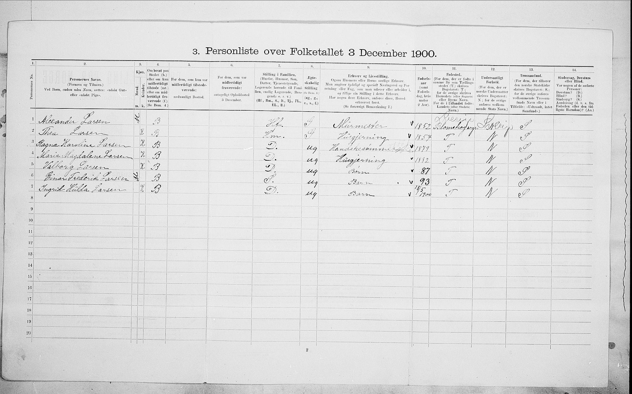 SAO, 1900 census for Kristiania, 1900, p. 79746
