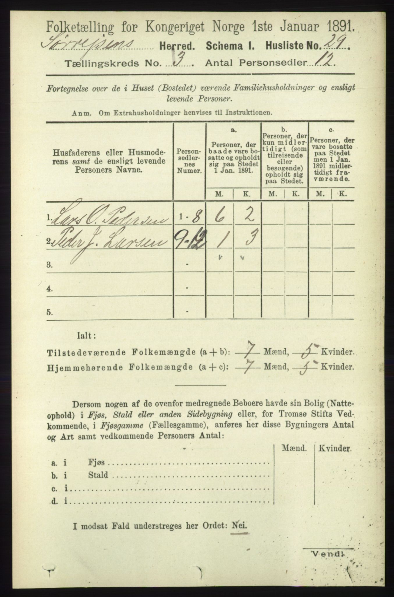 RA, 1891 census for 1925 Sørreisa, 1891, p. 672