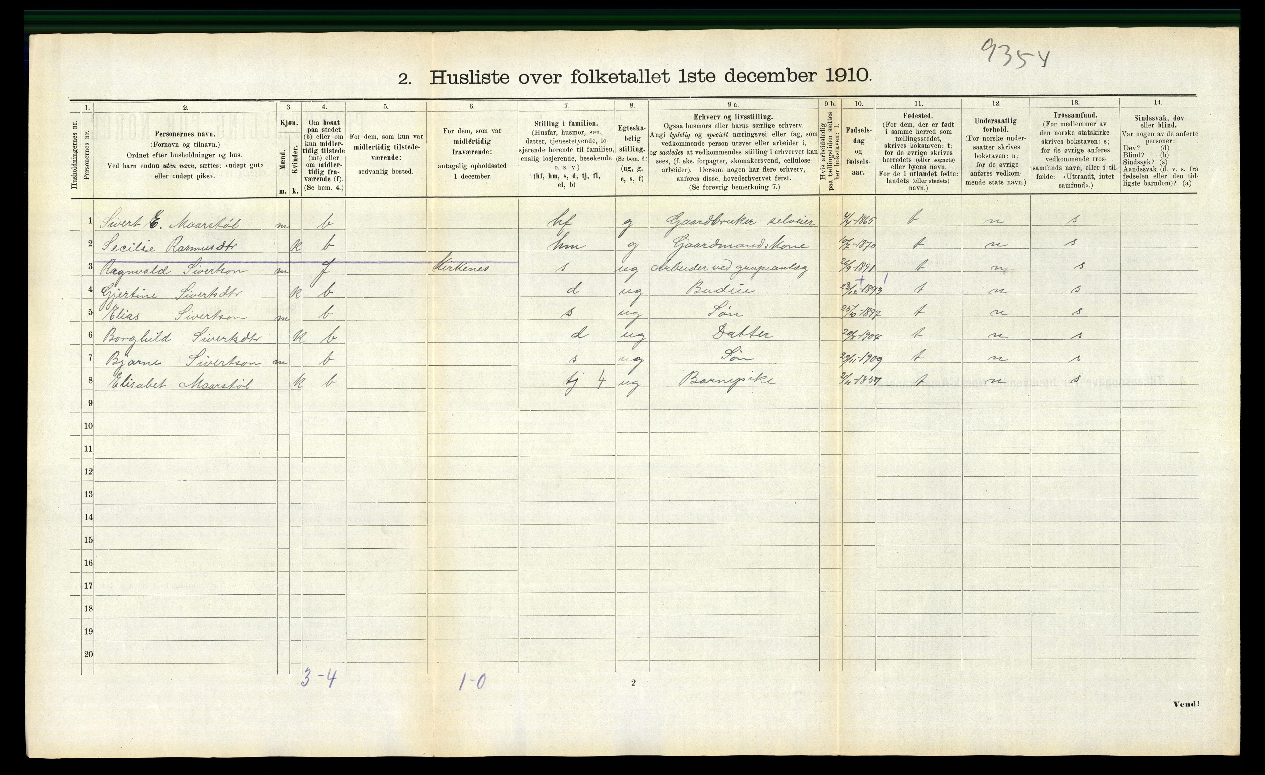 RA, 1910 census for Volda, 1910, p. 1467