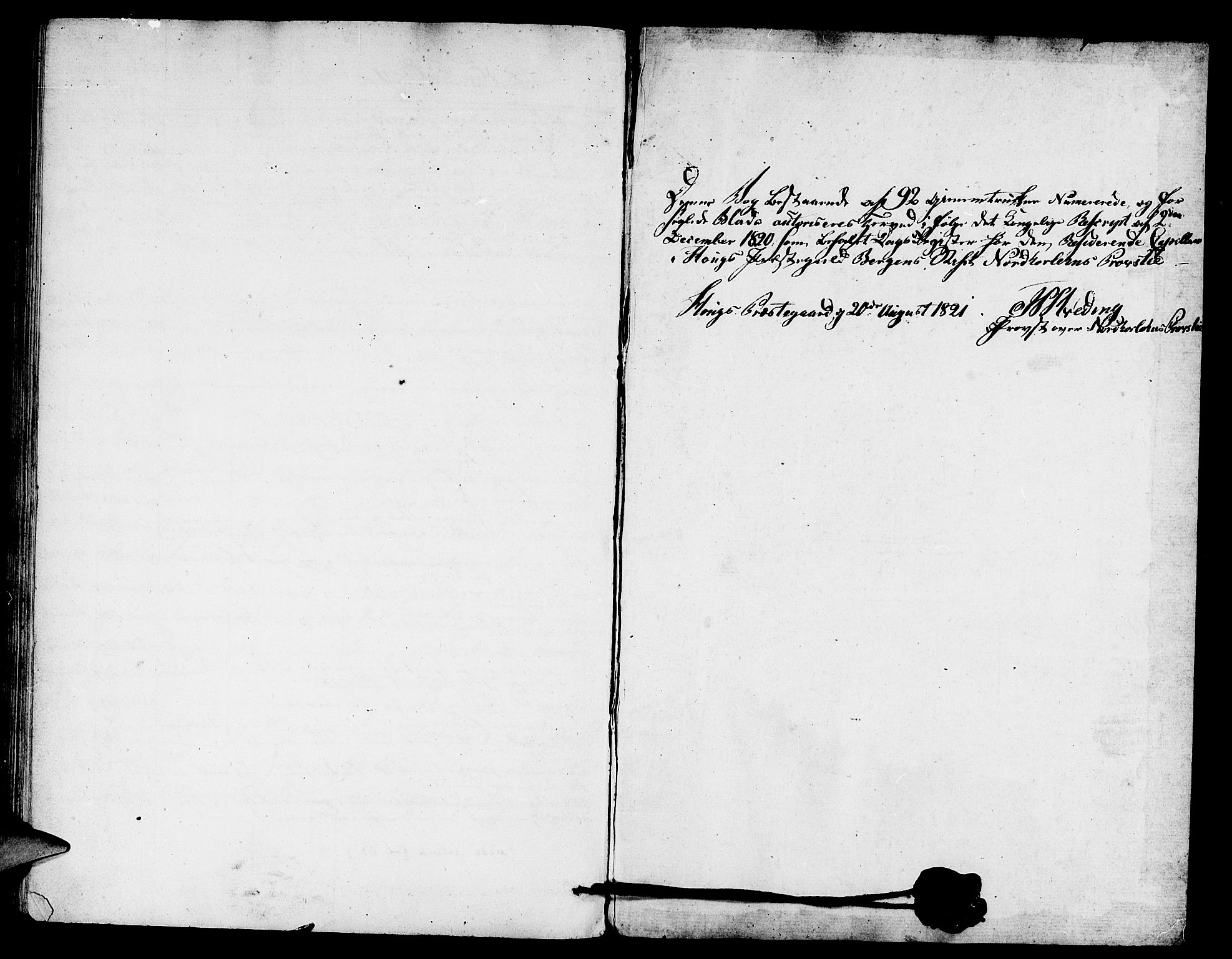 Haus sokneprestembete, AV/SAB-A-75601: Curate's parish register no. A 1, 1821-1841