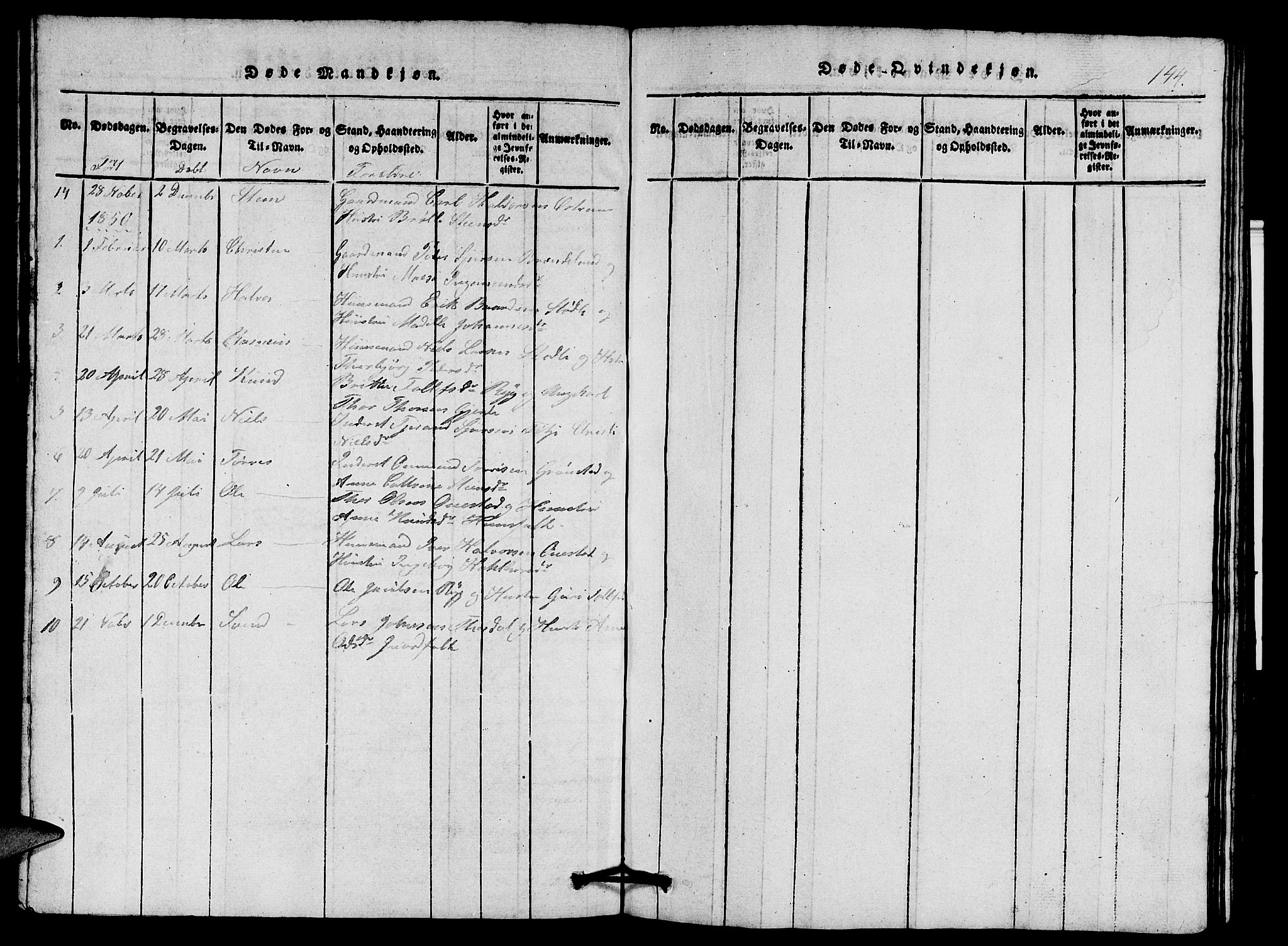 Etne sokneprestembete, SAB/A-75001/H/Hab: Parish register (copy) no. A 1, 1815-1849, p. 144