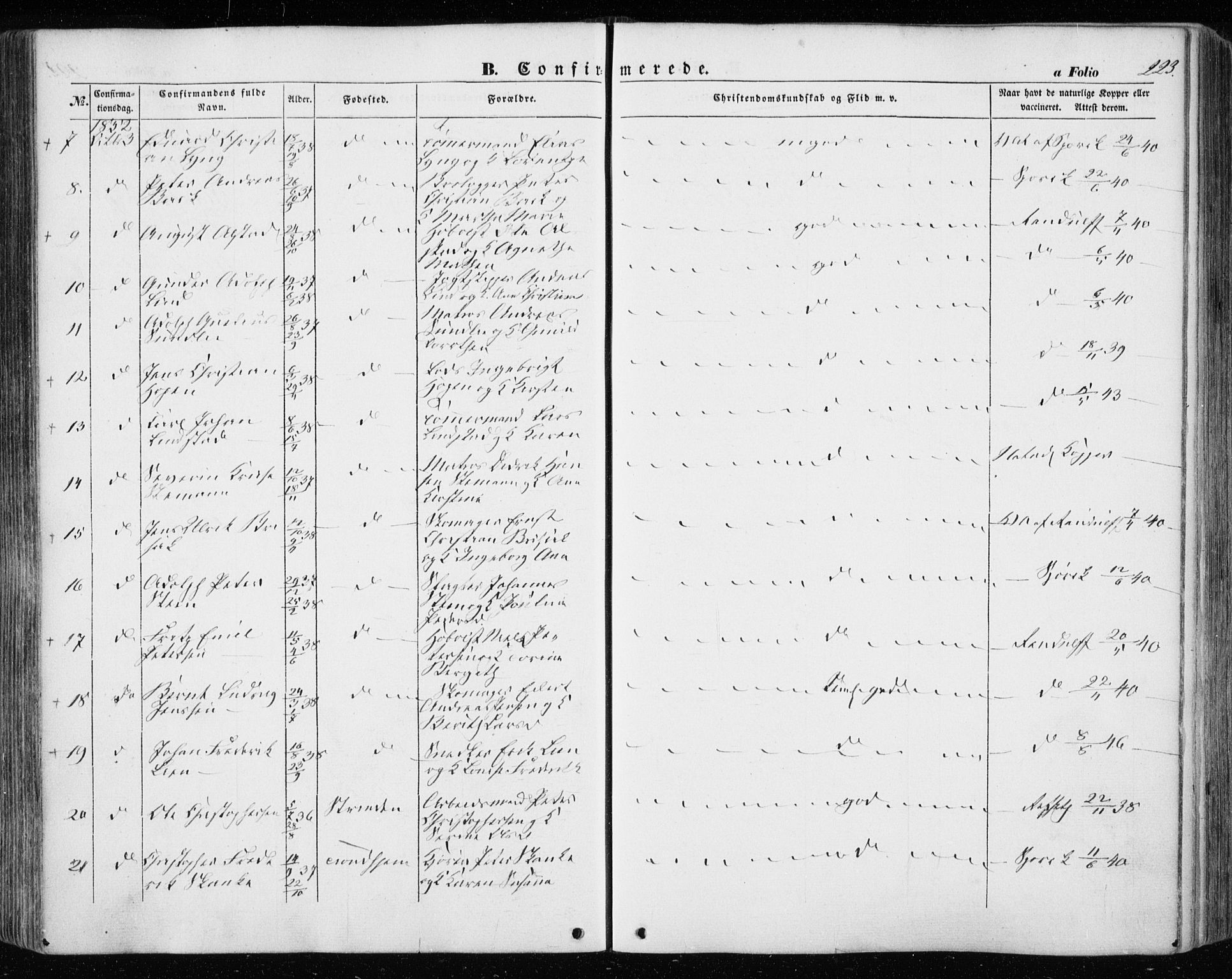 Ministerialprotokoller, klokkerbøker og fødselsregistre - Sør-Trøndelag, AV/SAT-A-1456/601/L0051: Parish register (official) no. 601A19, 1848-1857, p. 223