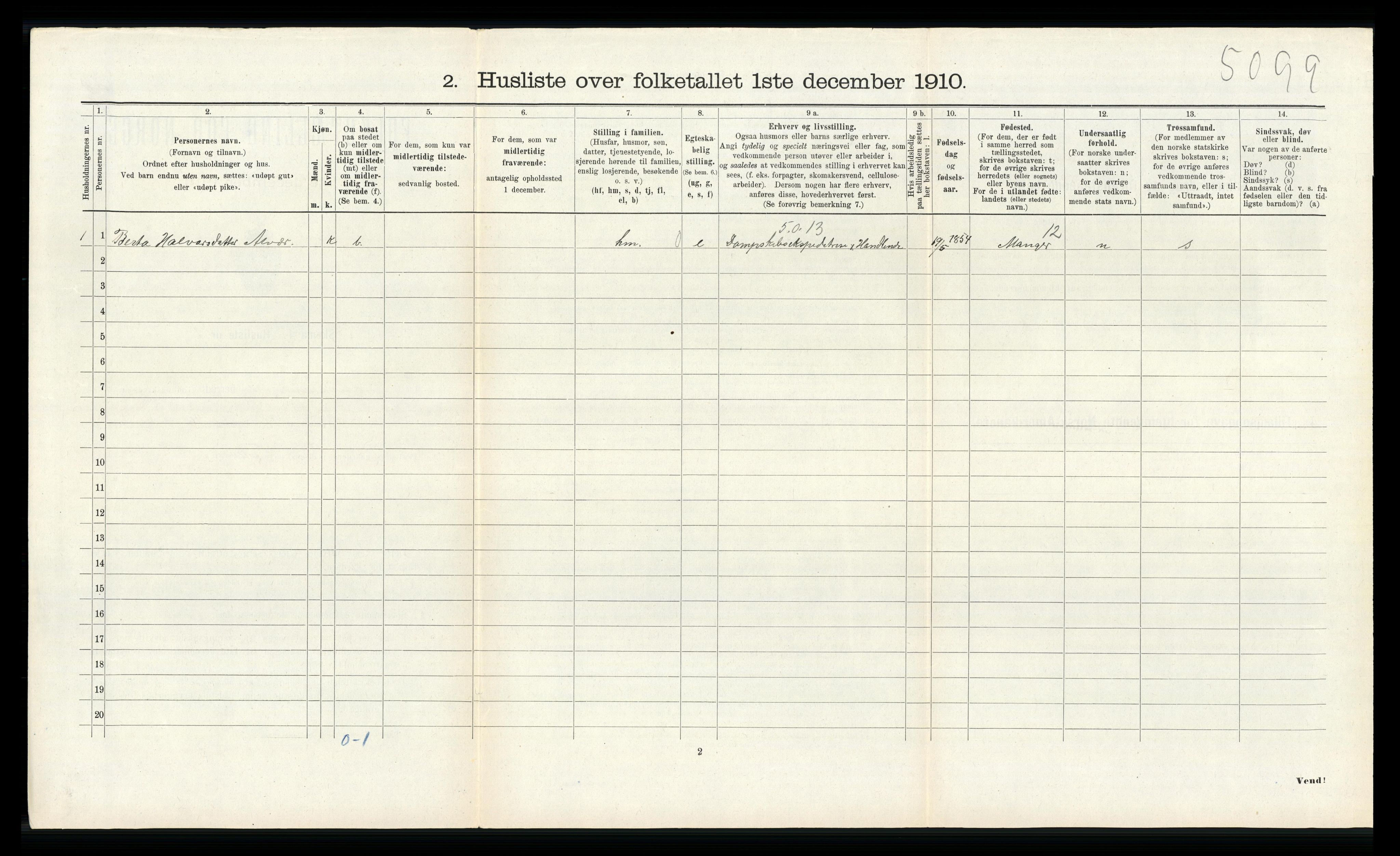 RA, 1910 census for Alversund, 1910, p. 653