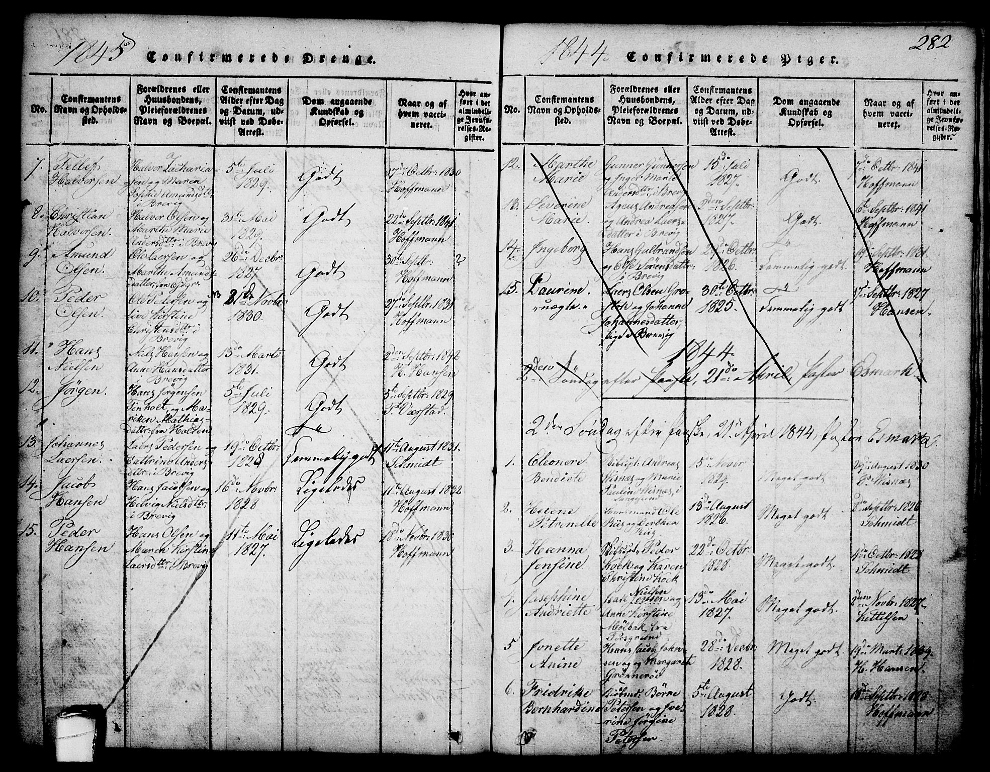 Brevik kirkebøker, SAKO/A-255/G/Ga/L0001: Parish register (copy) no. 1, 1814-1845, p. 282