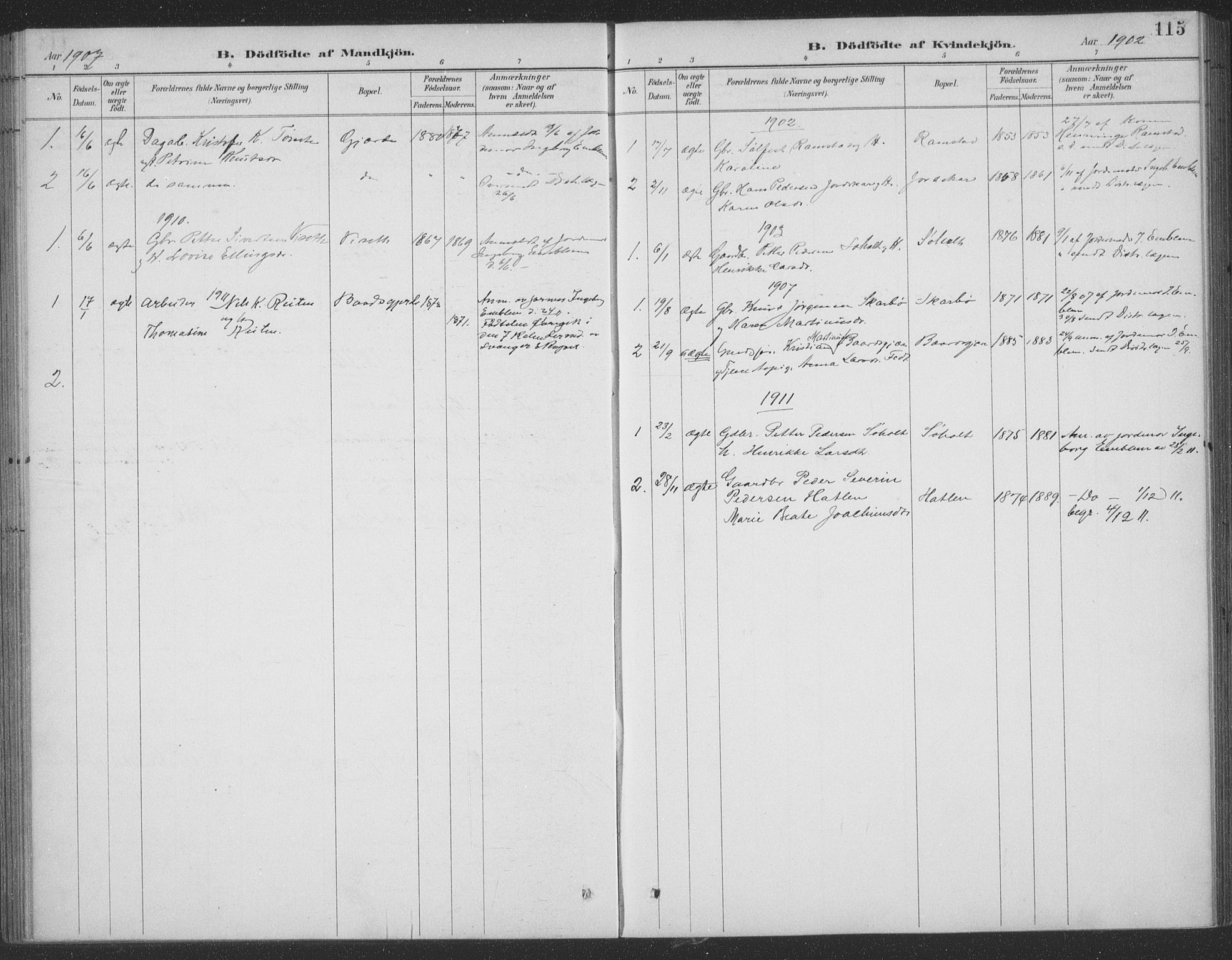 Ministerialprotokoller, klokkerbøker og fødselsregistre - Møre og Romsdal, AV/SAT-A-1454/522/L0316: Parish register (official) no. 522A11, 1890-1911, p. 115