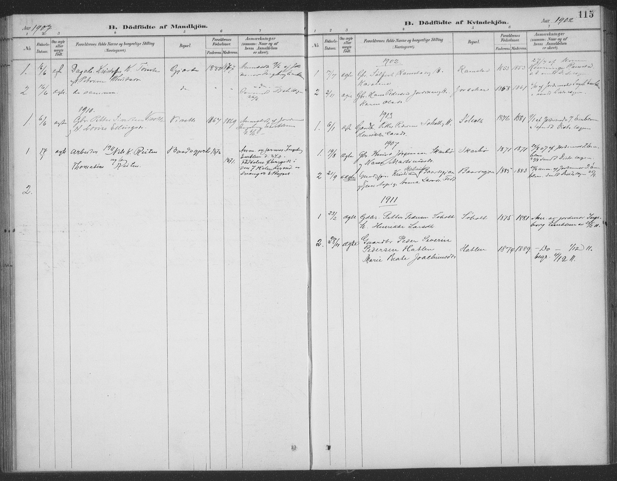 Ministerialprotokoller, klokkerbøker og fødselsregistre - Møre og Romsdal, AV/SAT-A-1454/522/L0316: Parish register (official) no. 522A11, 1890-1911, p. 115