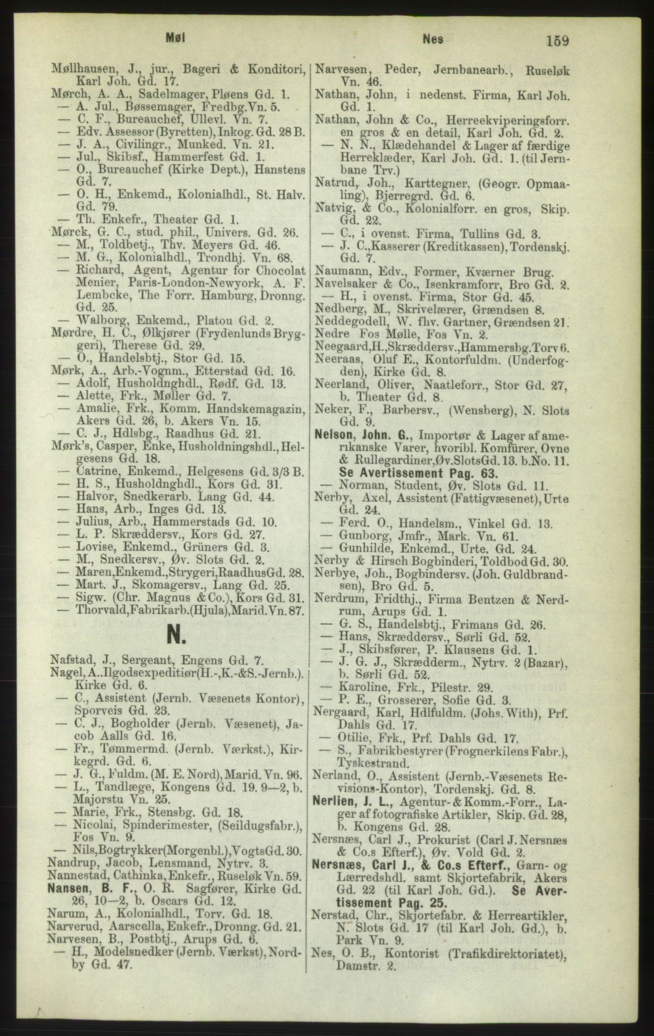 Kristiania/Oslo adressebok, PUBL/-, 1882, p. 159