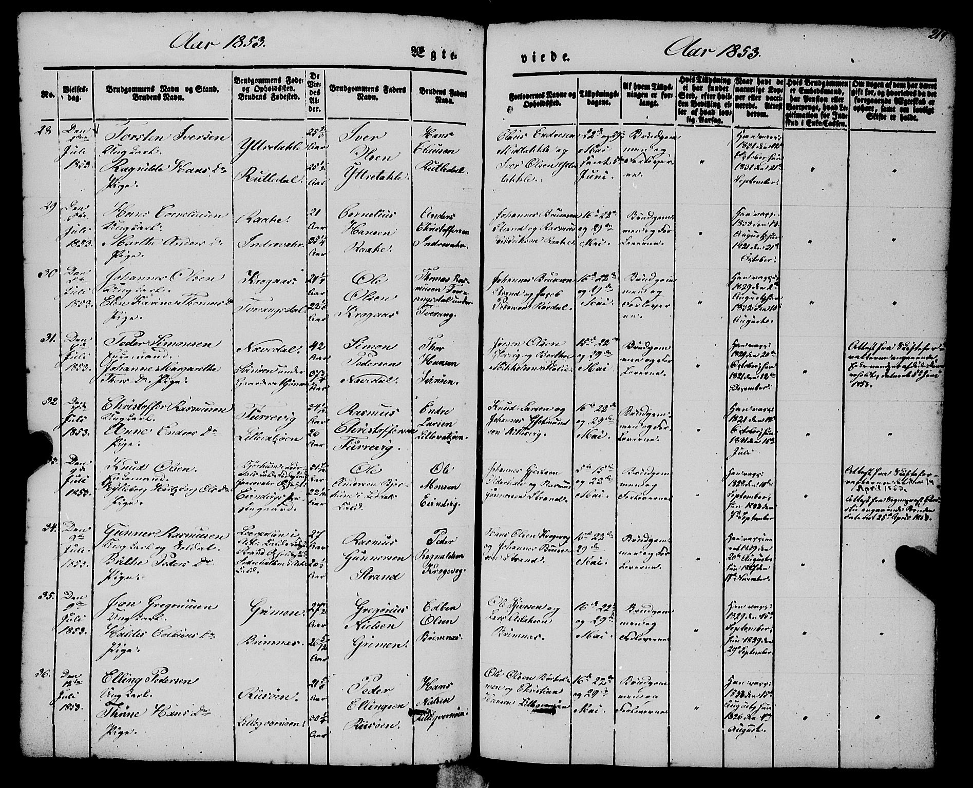 Gulen sokneprestembete, SAB/A-80201/H/Haa/Haaa/L0021: Parish register (official) no. A 21, 1848-1858, p. 219