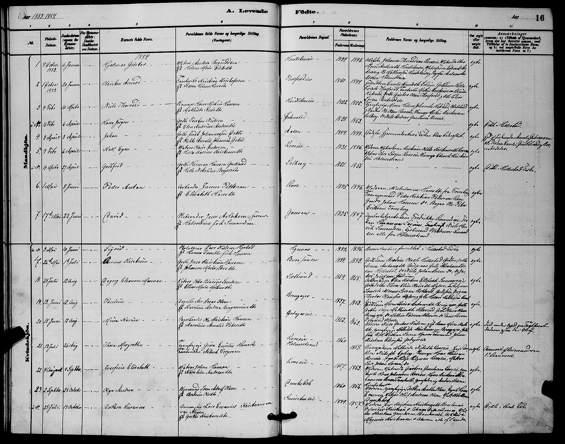 Botne kirkebøker, SAKO/A-340/G/Ga/L0003: Parish register (copy) no. I 3, 1878-1898, p. 16