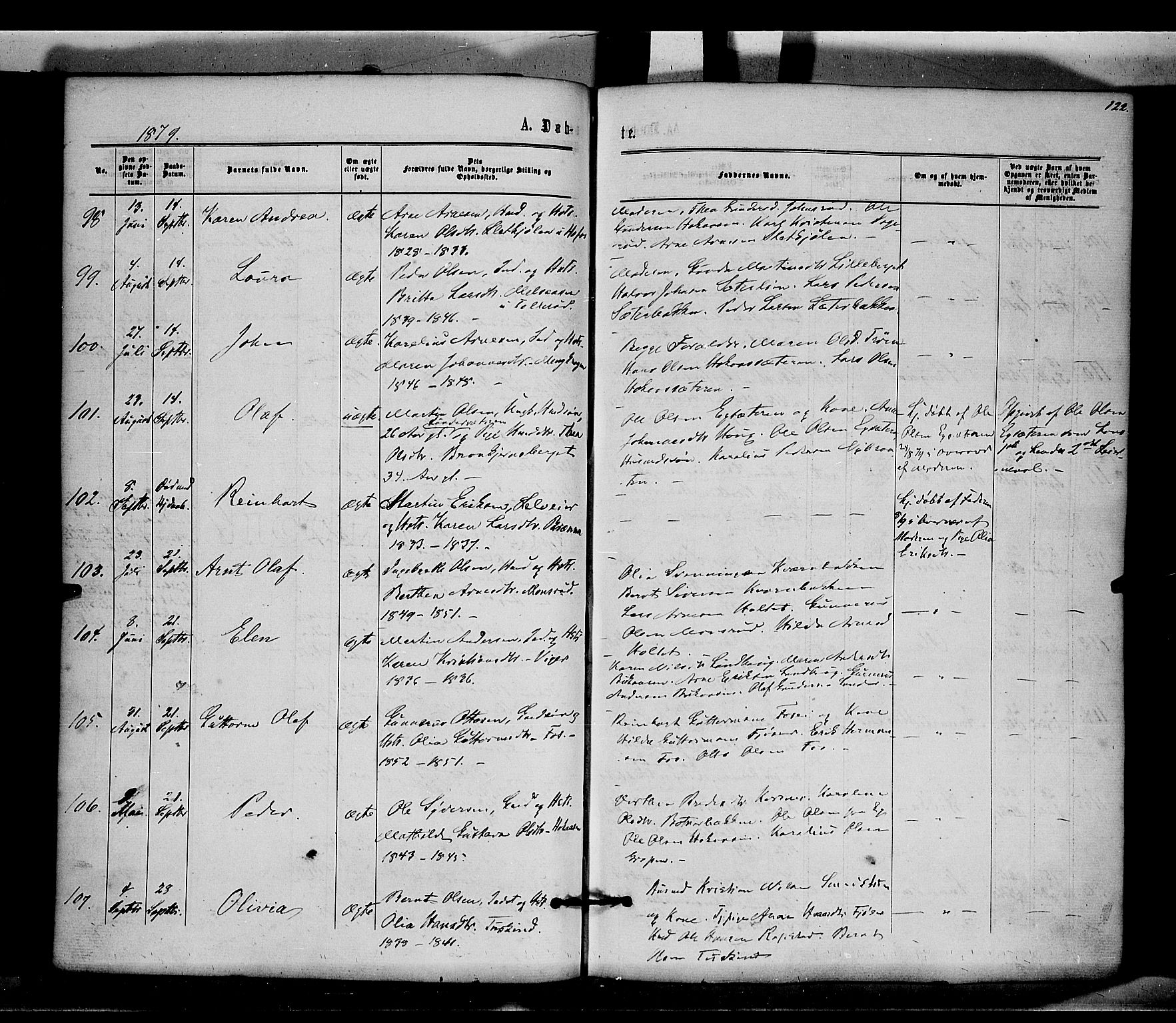 Brandval prestekontor, AV/SAH-PREST-034/H/Ha/Haa/L0001: Parish register (official) no. 1, 1864-1879, p. 122