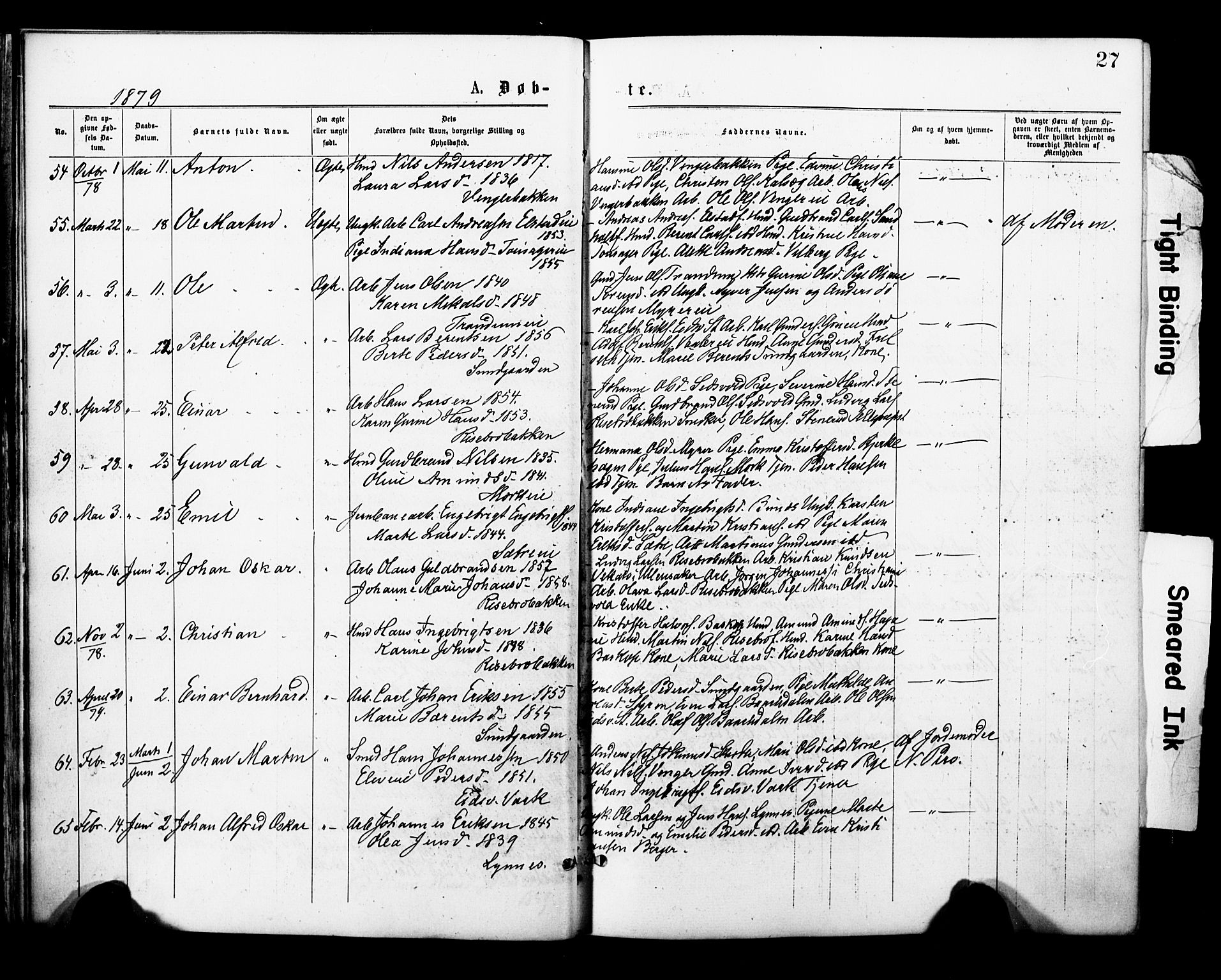 Eidsvoll prestekontor Kirkebøker, AV/SAO-A-10888/F/Fa/L0001: Parish register (official) no. I 1, 1877-1881, p. 27