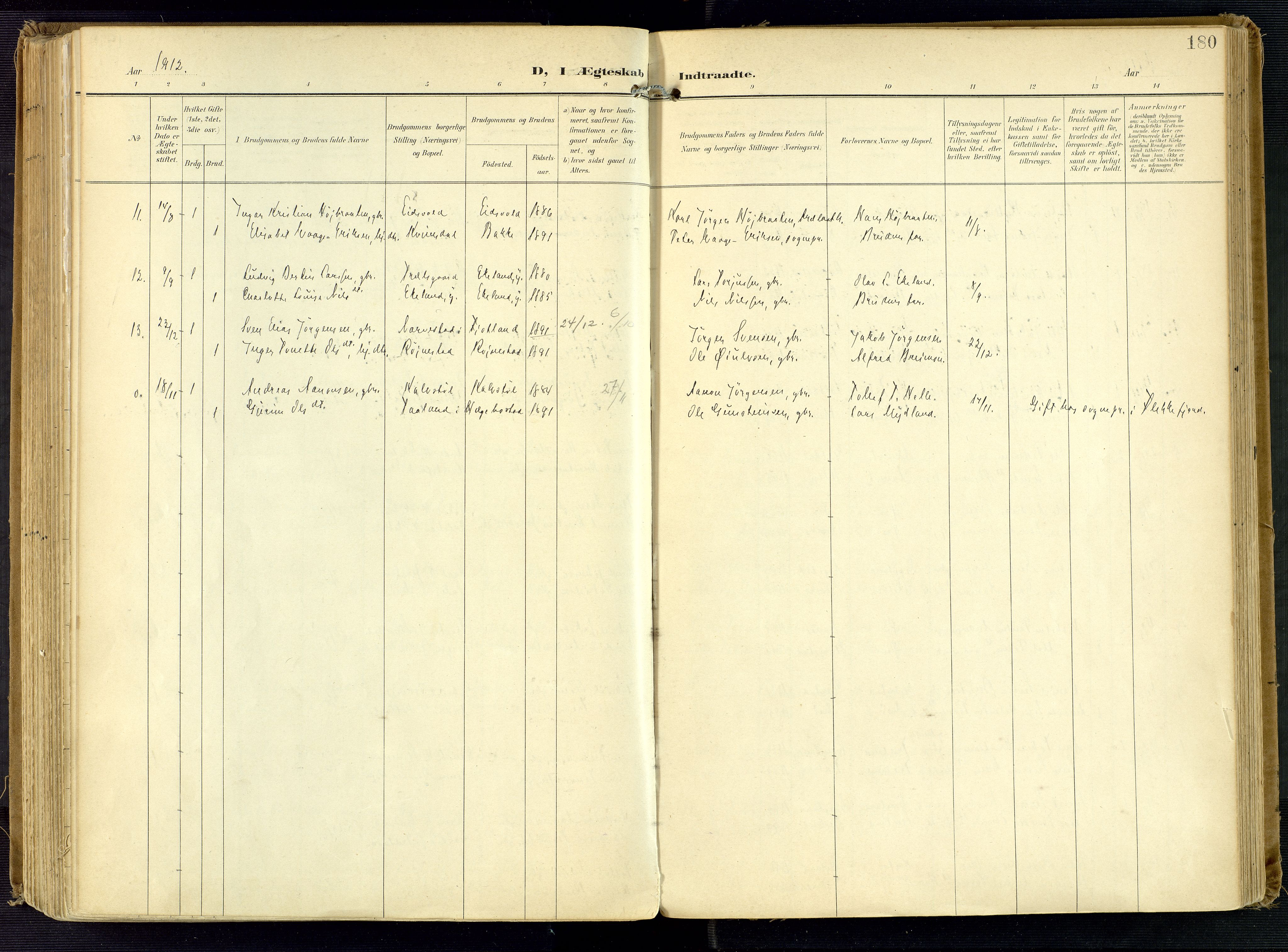Kvinesdal sokneprestkontor, AV/SAK-1111-0026/F/Fa/Fab/L0009: Parish register (official) no. A 9, 1898-1915, p. 180