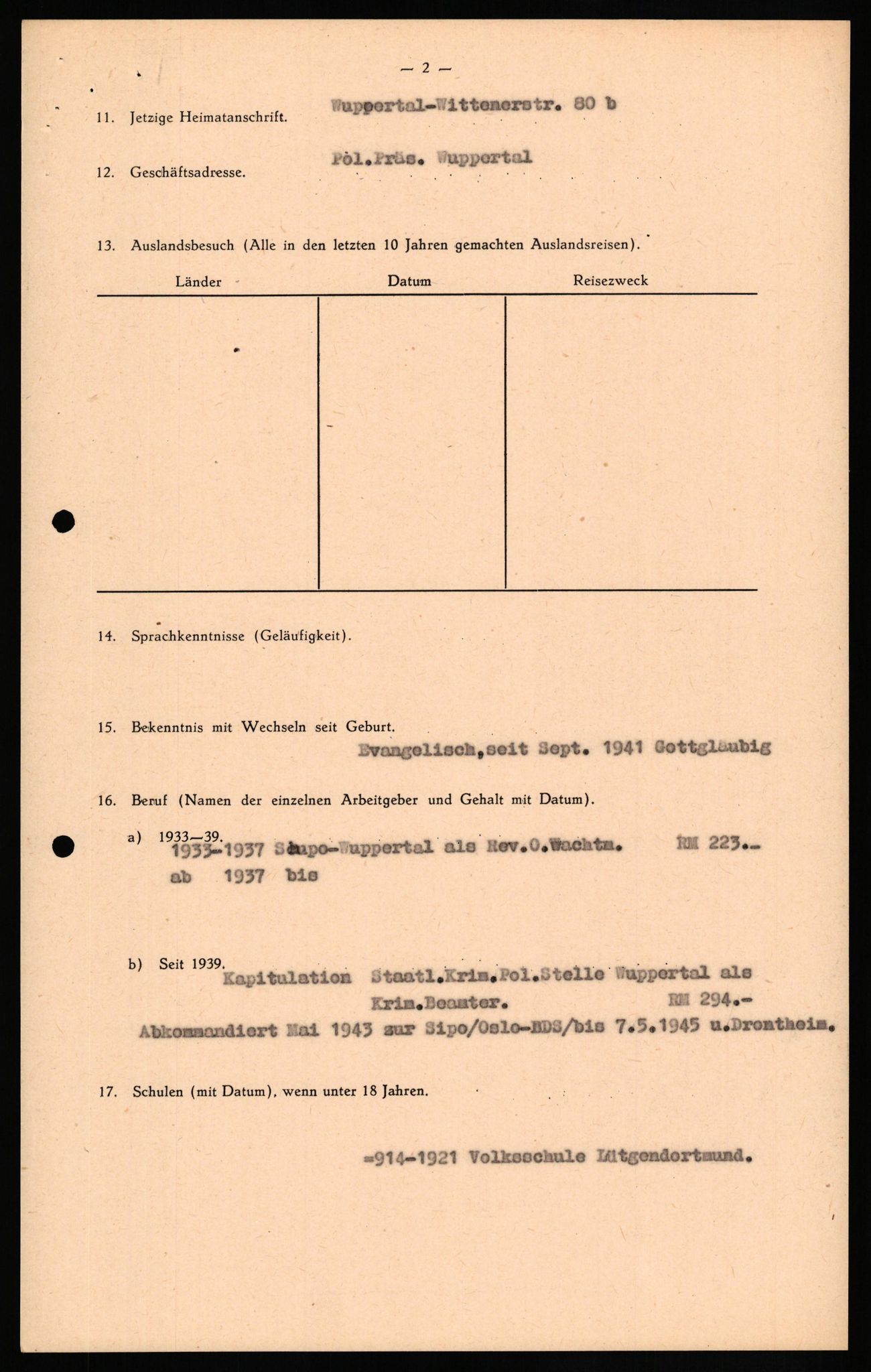 Forsvaret, Forsvarets overkommando II, AV/RA-RAFA-3915/D/Db/L0024: CI Questionaires. Tyske okkupasjonsstyrker i Norge. Tyskere., 1945-1946, p. 408