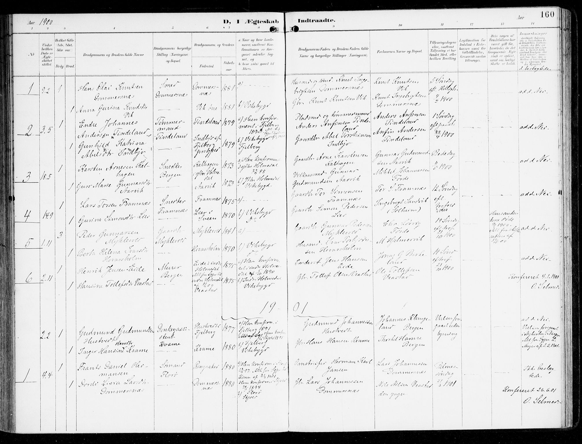 Sveio Sokneprestembete, AV/SAB-A-78501/H/Haa: Parish register (official) no. D 2, 1894-1916, p. 160