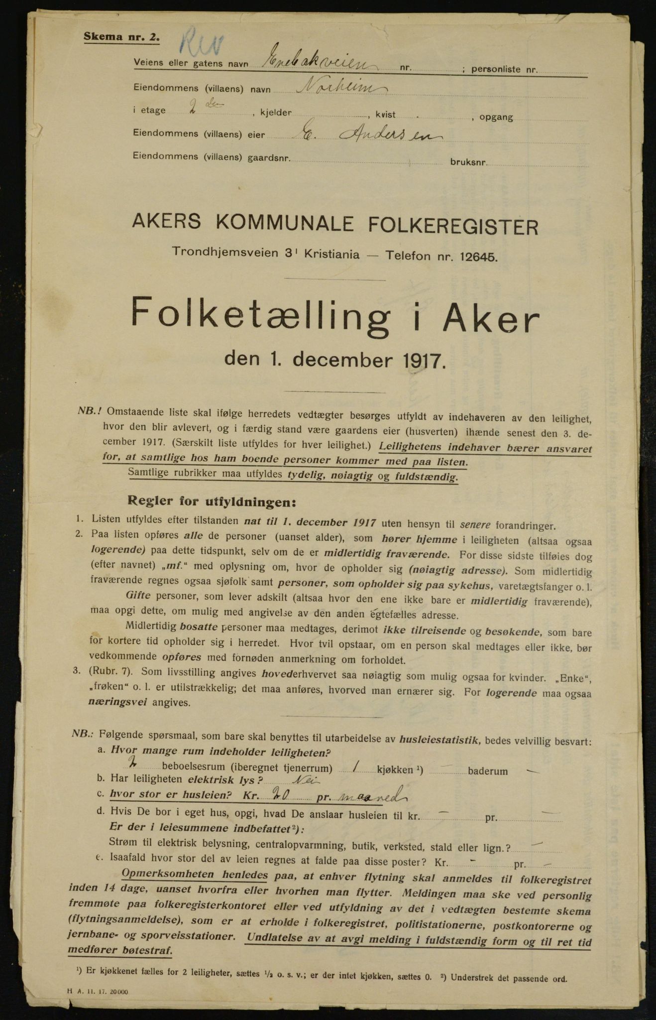 OBA, Municipal Census 1917 for Aker, 1917, p. 22943