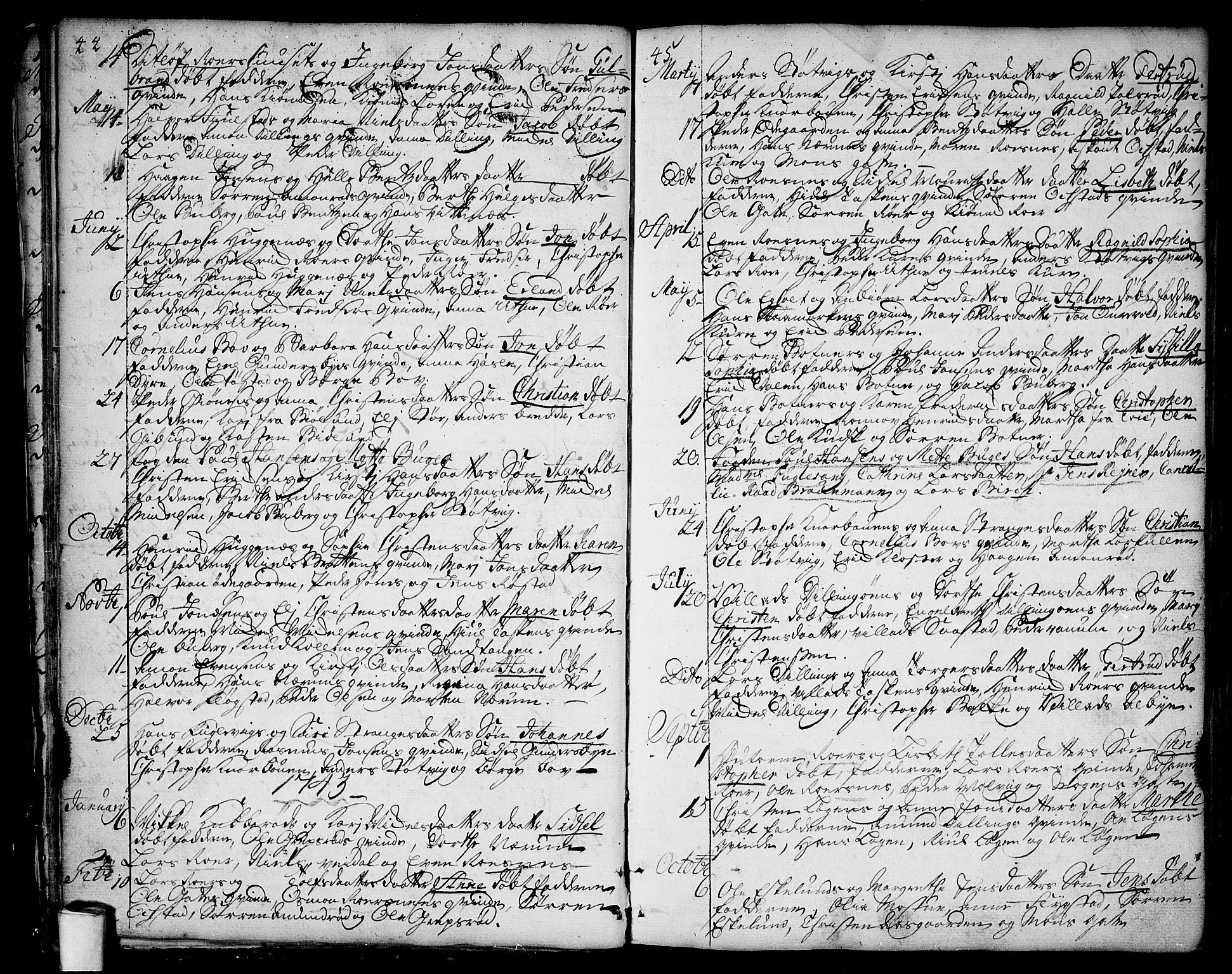 Rygge prestekontor Kirkebøker, SAO/A-10084b/F/Fa/L0001: Parish register (official) no. 1, 1725-1771, p. 44-45