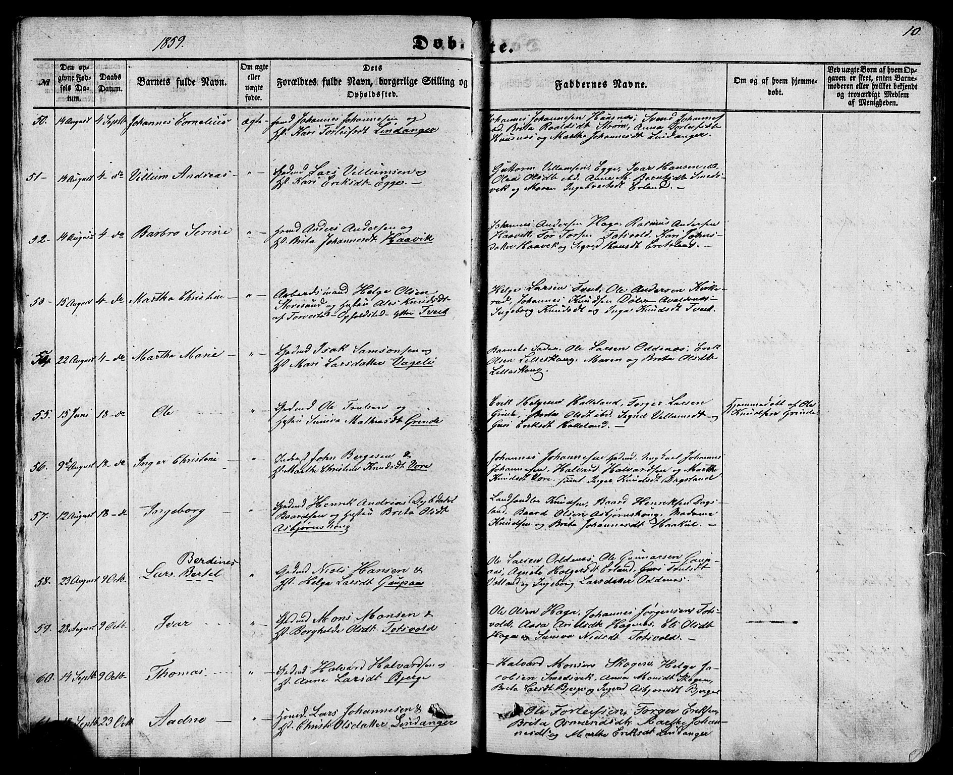 Skjold sokneprestkontor, AV/SAST-A-101847/H/Ha/Haa/L0008: Parish register (official) no. A 8, 1856-1882, p. 10