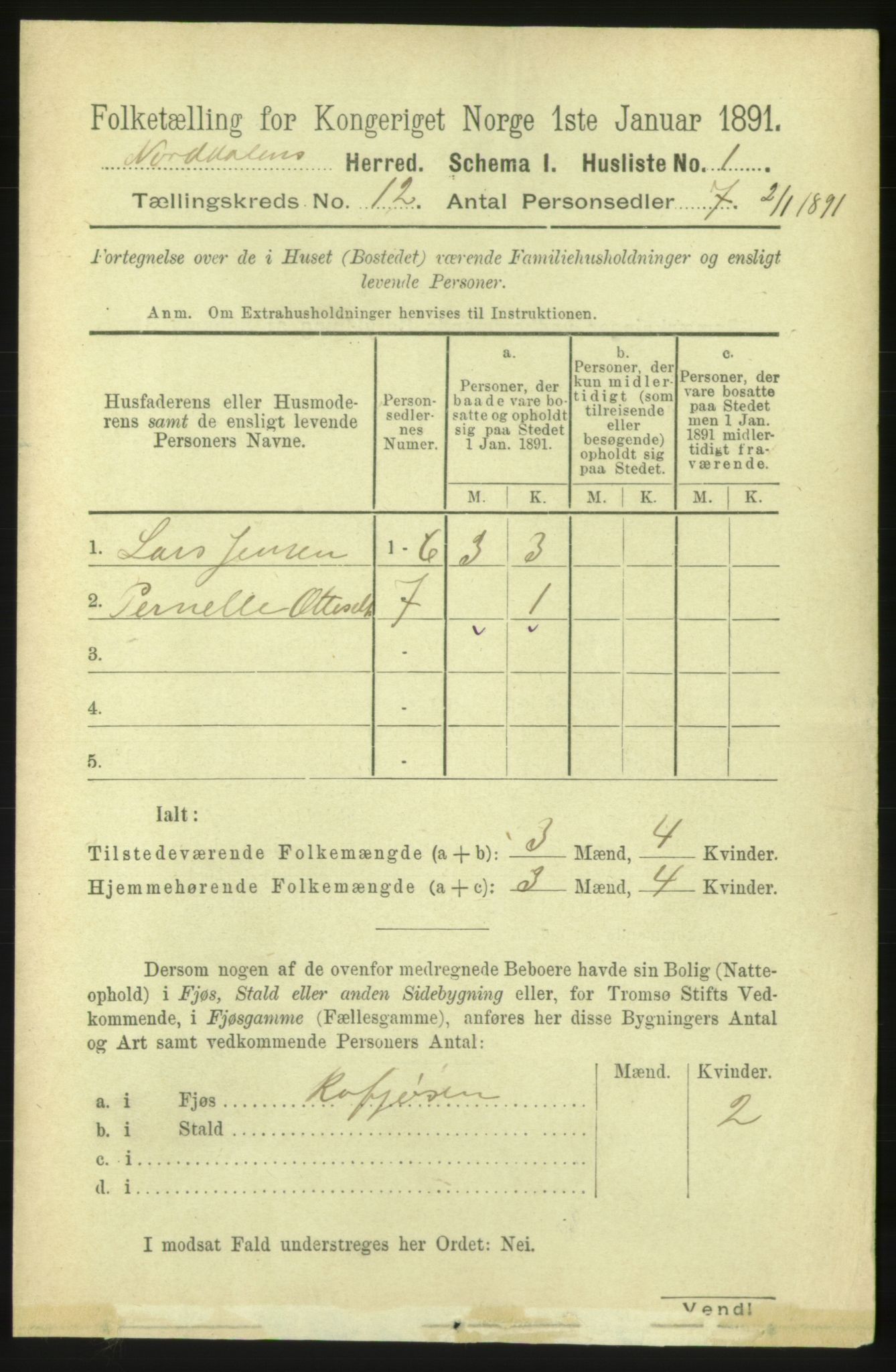 RA, 1891 census for 1524 Norddal, 1891, p. 2671