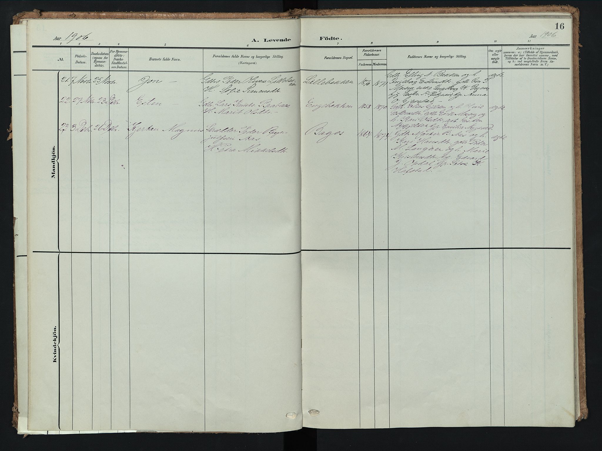 Tolga prestekontor, AV/SAH-PREST-062/K/L0009: Parish register (official) no. 9, 1903-1928, p. 16