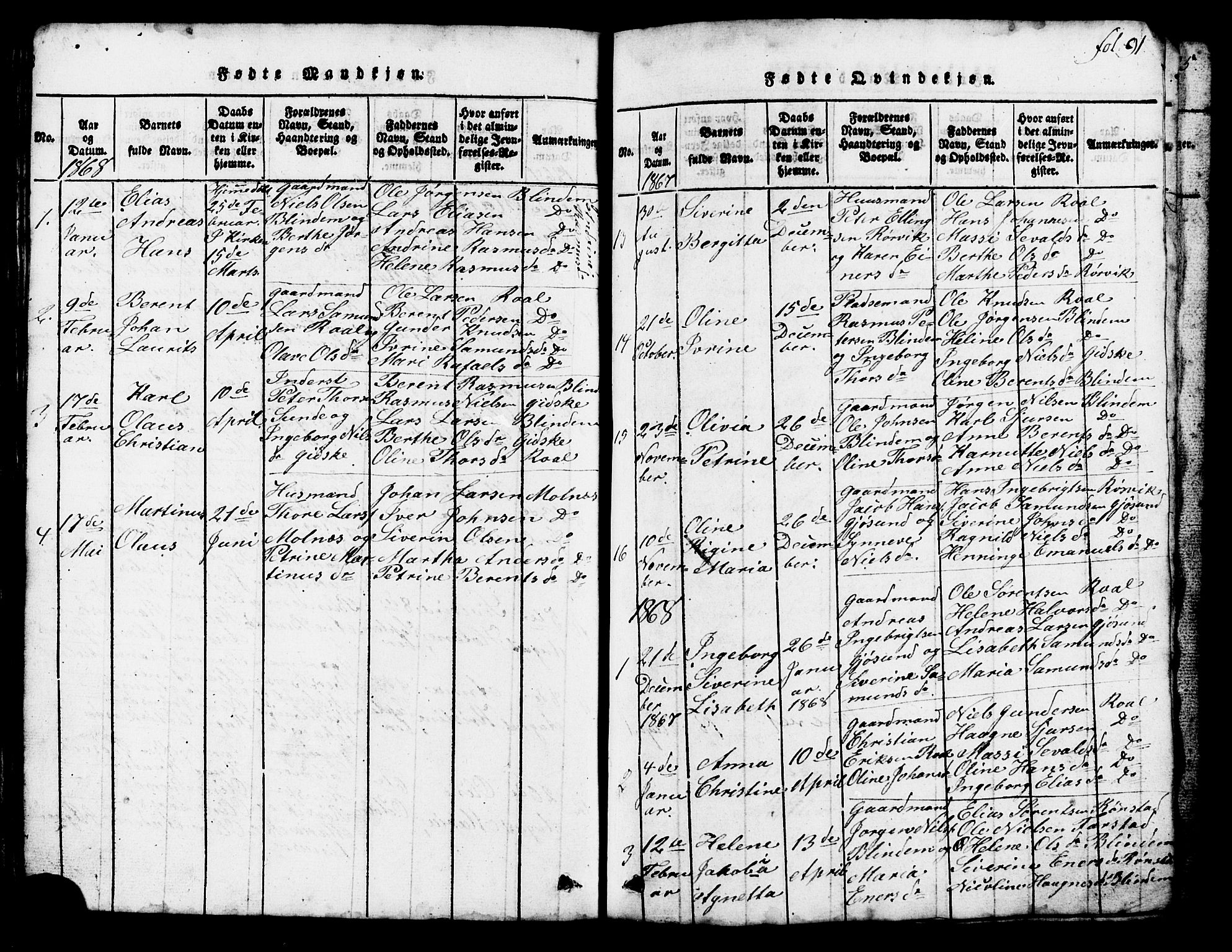Ministerialprotokoller, klokkerbøker og fødselsregistre - Møre og Romsdal, SAT/A-1454/537/L0520: Parish register (copy) no. 537C01, 1819-1868, p. 91