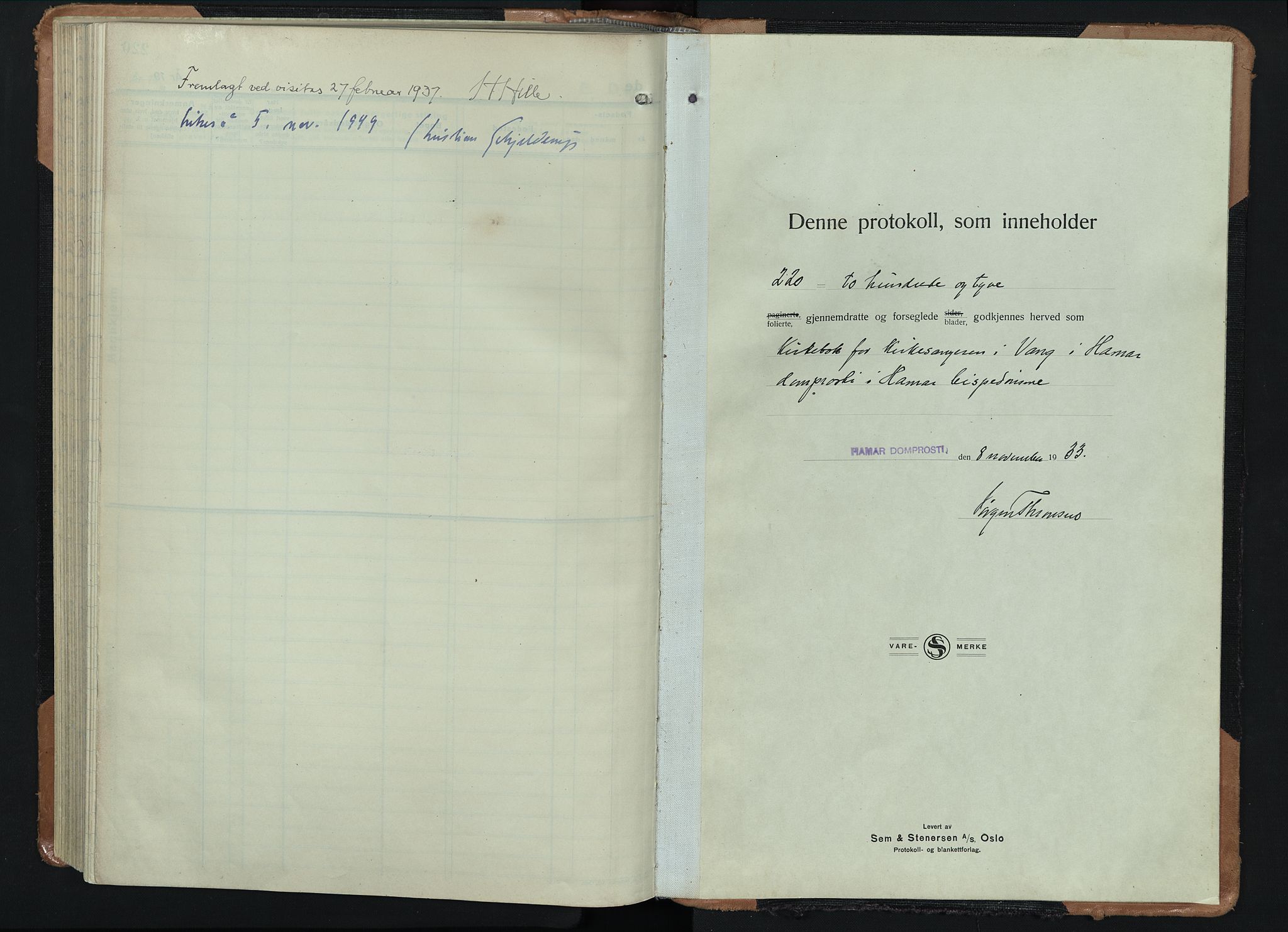 Vang prestekontor, Hedmark, SAH/PREST-008/H/Ha/Hab/L0016: Parish register (copy) no. 16, 1933-1945