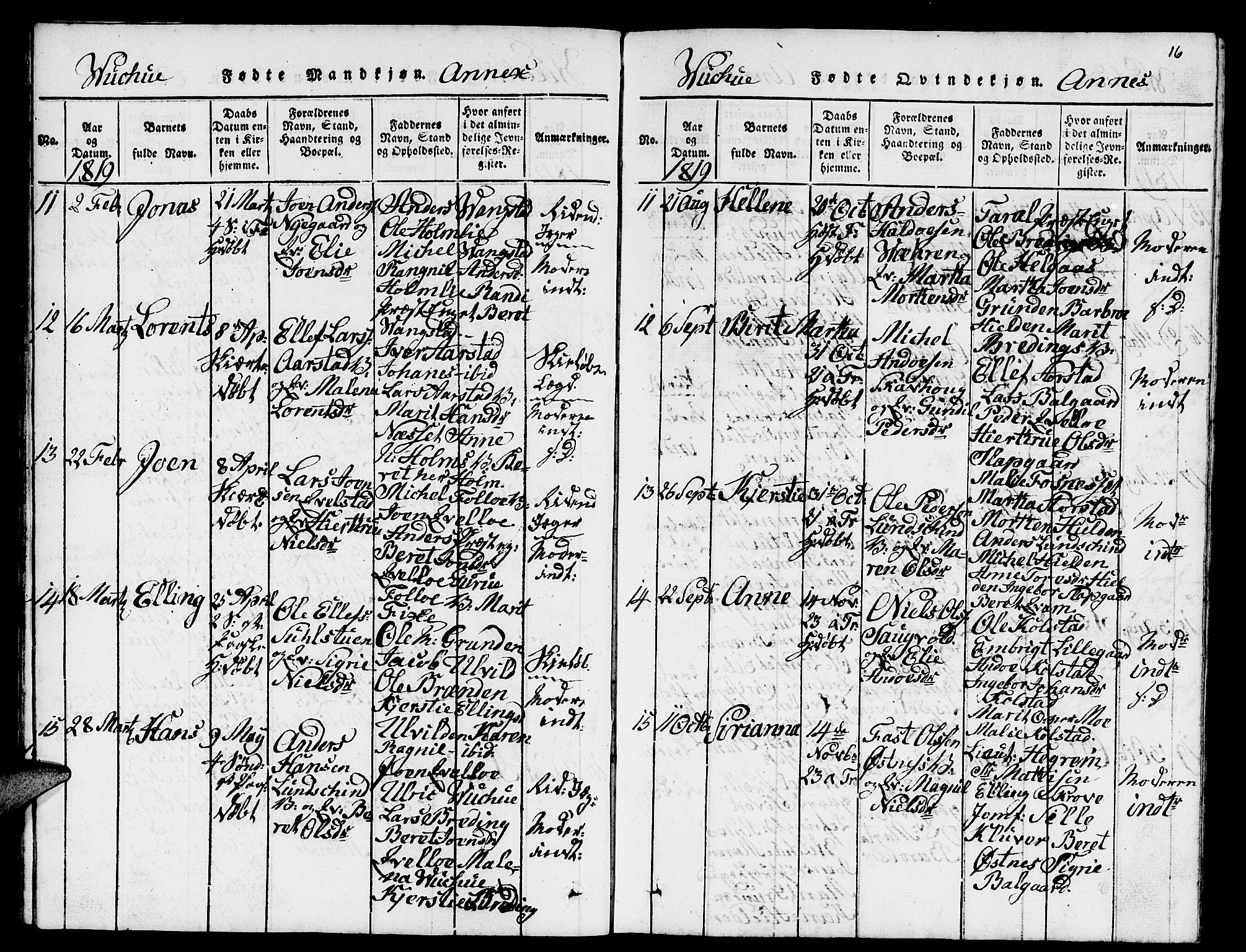 Ministerialprotokoller, klokkerbøker og fødselsregistre - Nord-Trøndelag, SAT/A-1458/724/L0265: Parish register (copy) no. 724C01, 1816-1845, p. 16