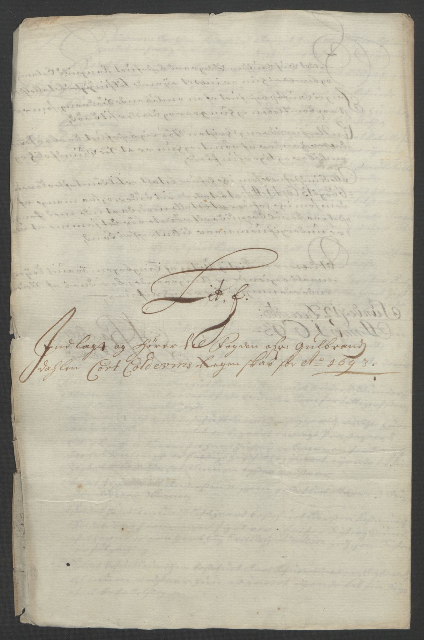 Rentekammeret inntil 1814, Reviderte regnskaper, Fogderegnskap, AV/RA-EA-4092/R17/L1167: Fogderegnskap Gudbrandsdal, 1693, p. 284