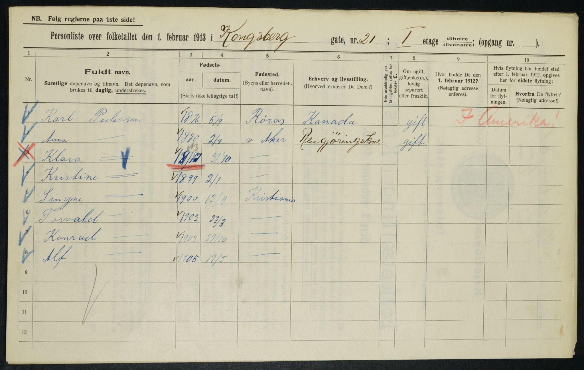 OBA, Municipal Census 1913 for Kristiania, 1913, p. 52706