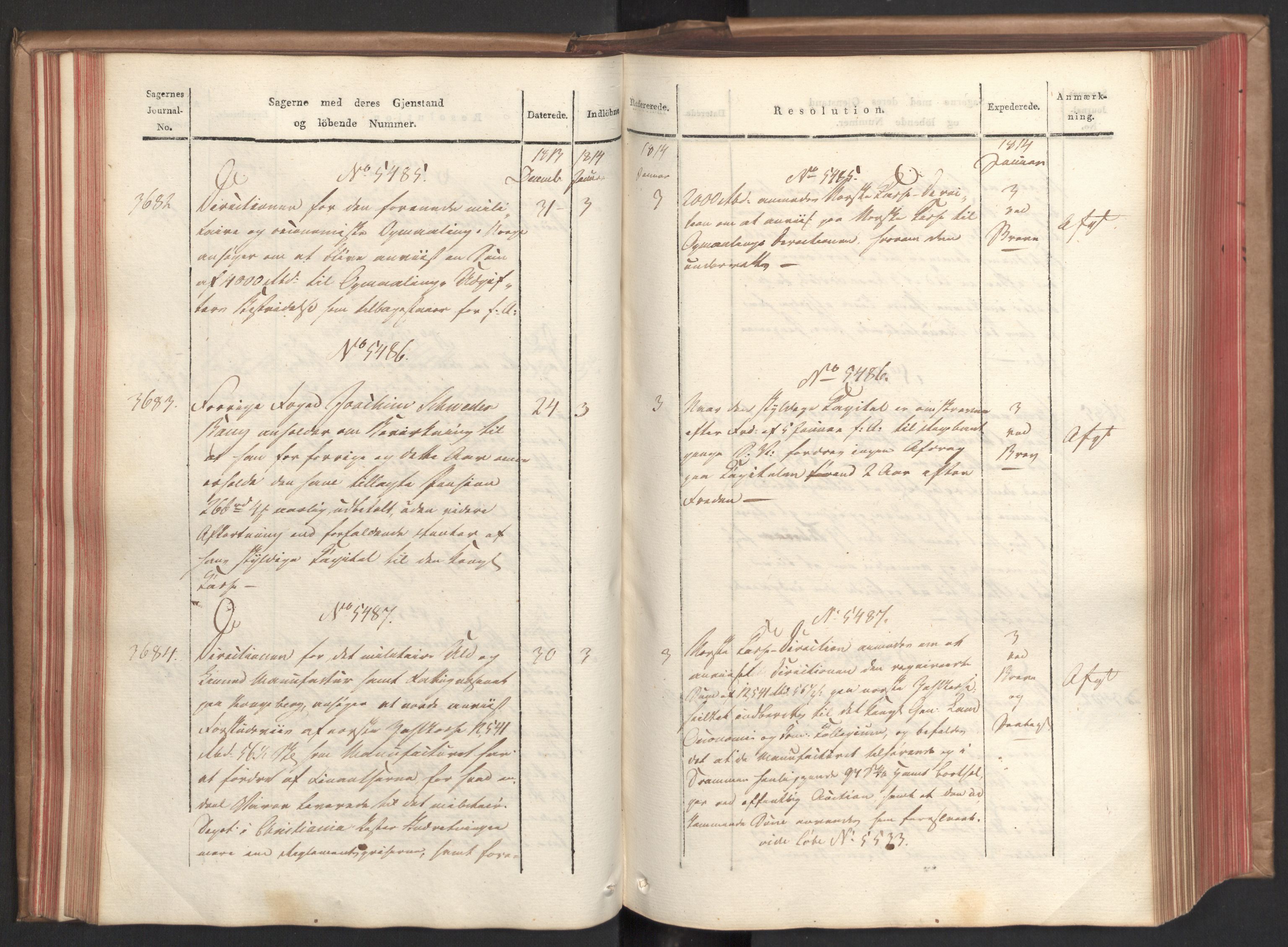 Stattholderembetet 1810-1814, 2. kontor (Kontor B), AV/RA-EA-5432/Ab/L0009: Referatprotokoll,  j.nr. 3539-3951,  l.nr. 5315-5800, 1813-1814, p. 74