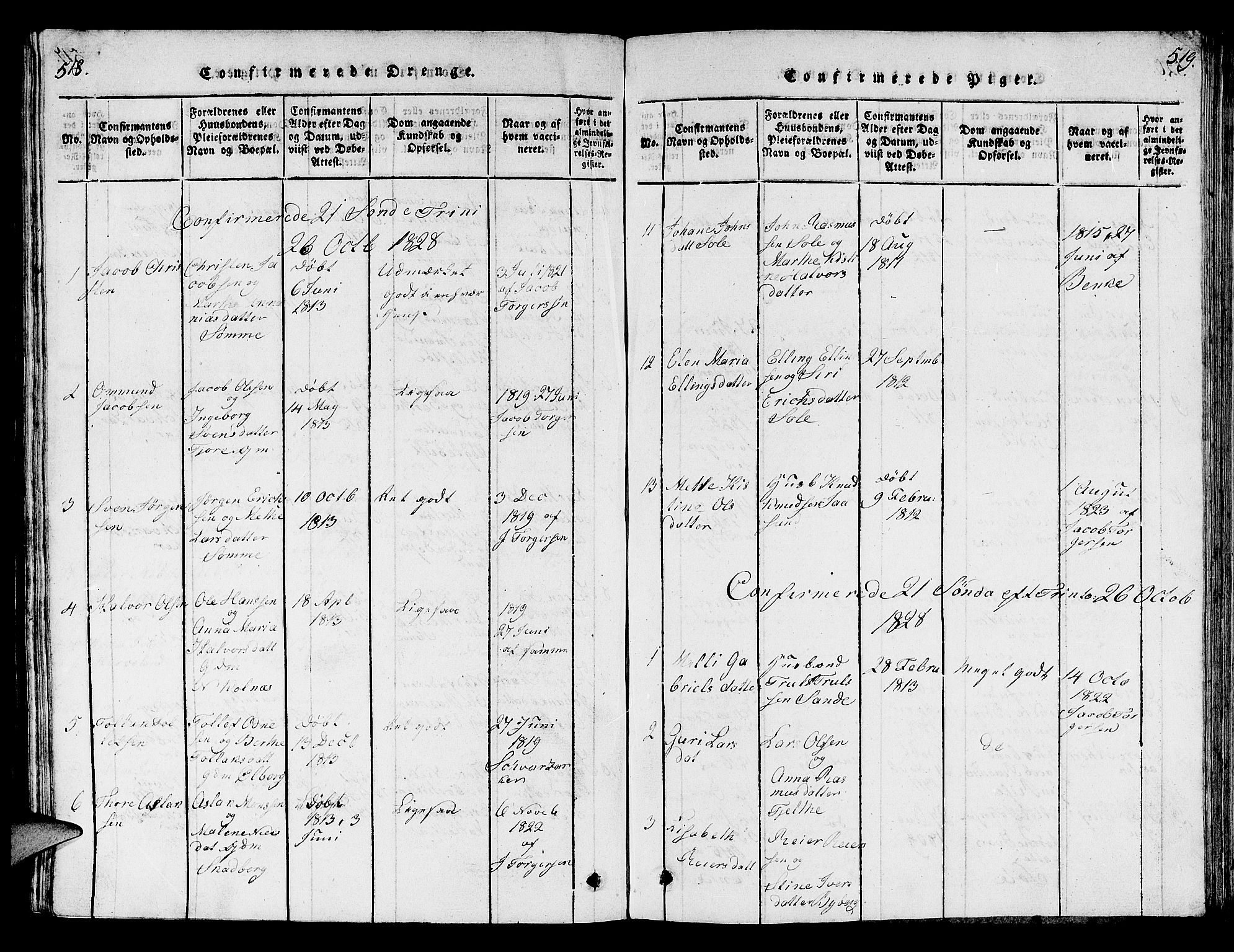 Håland sokneprestkontor, SAST/A-101802/001/30BB/L0001: Parish register (copy) no. B 1, 1815-1845, p. 518-519