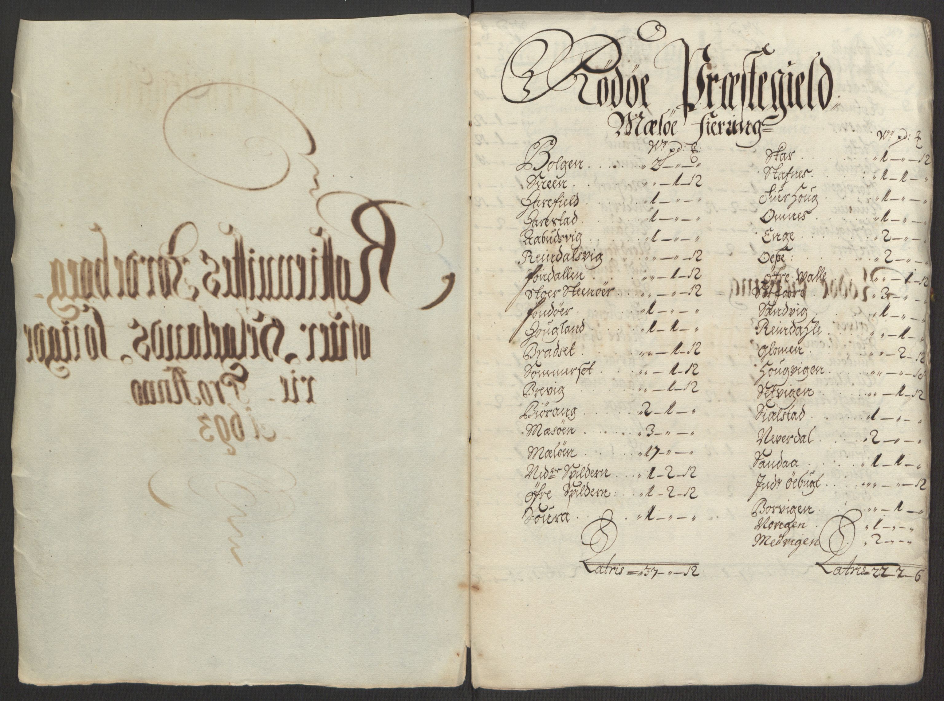 Rentekammeret inntil 1814, Reviderte regnskaper, Fogderegnskap, RA/EA-4092/R65/L4505: Fogderegnskap Helgeland, 1693-1696, p. 91