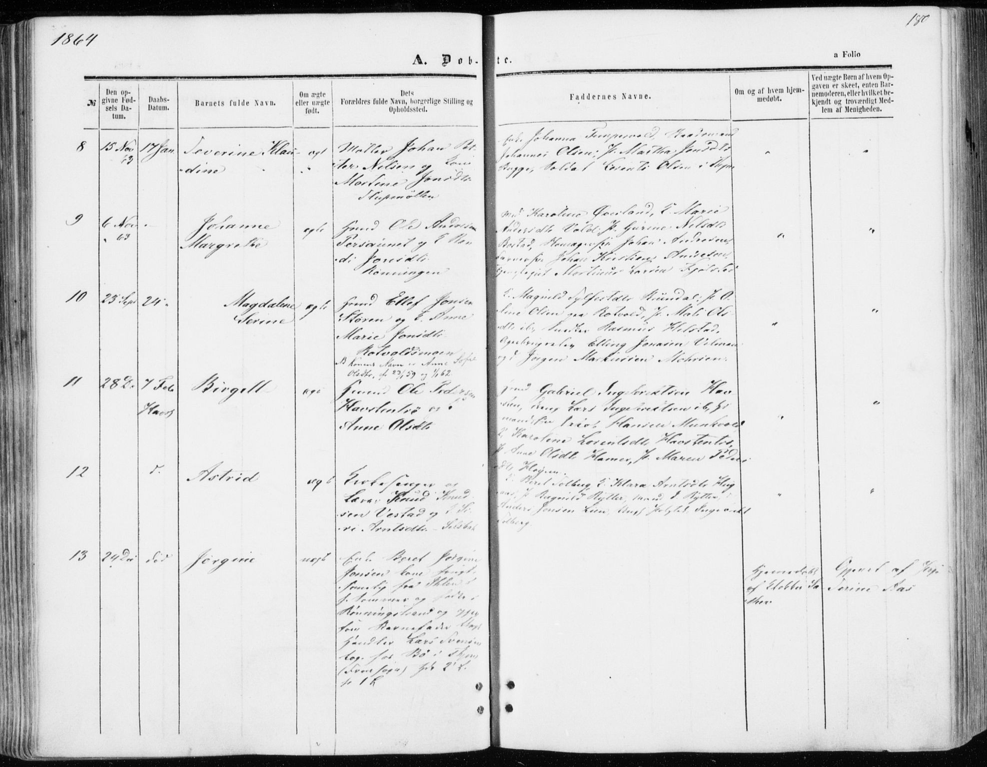 Ministerialprotokoller, klokkerbøker og fødselsregistre - Sør-Trøndelag, SAT/A-1456/606/L0292: Parish register (official) no. 606A07, 1856-1865, p. 180