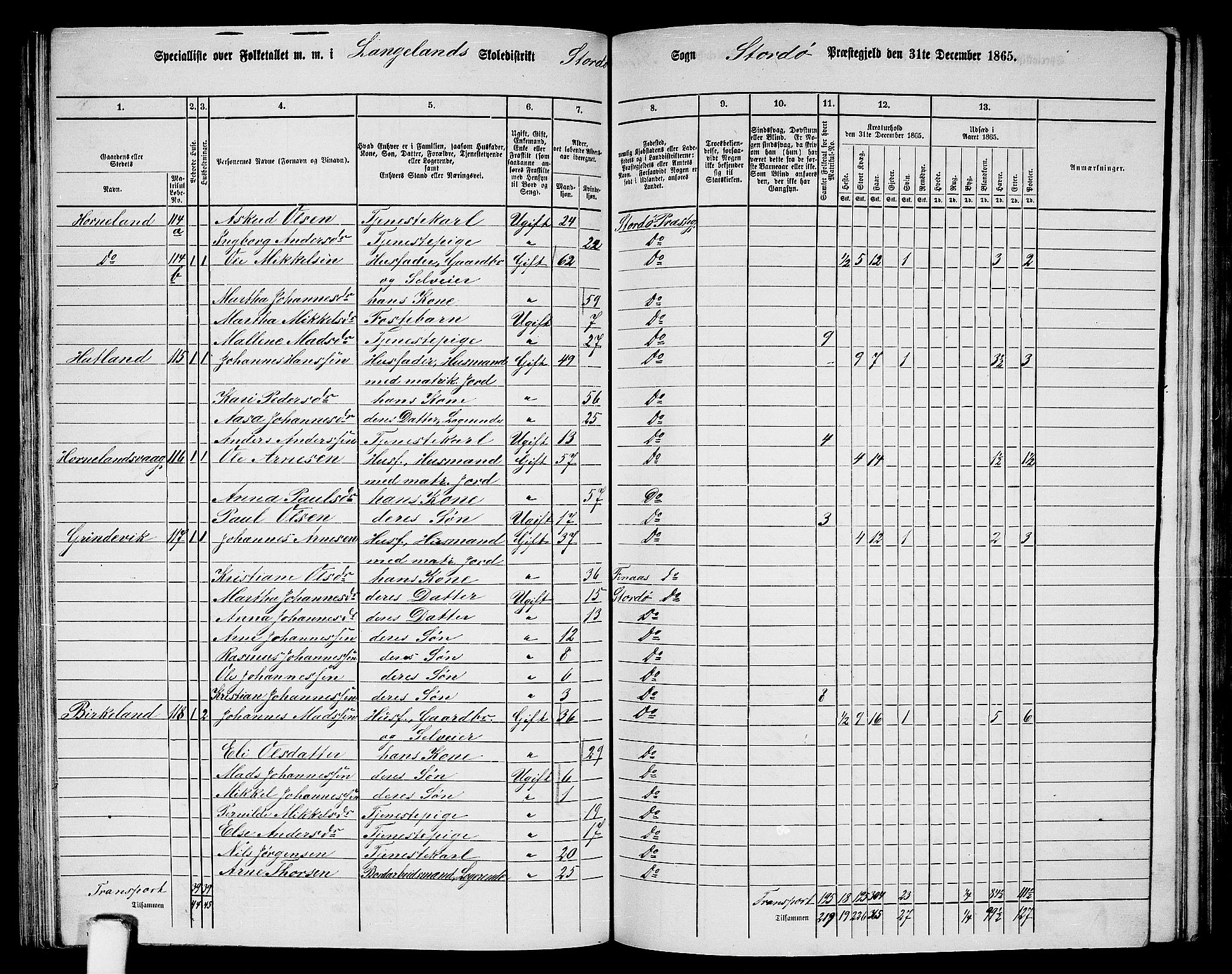 RA, 1865 census for Stord, 1865, p. 67