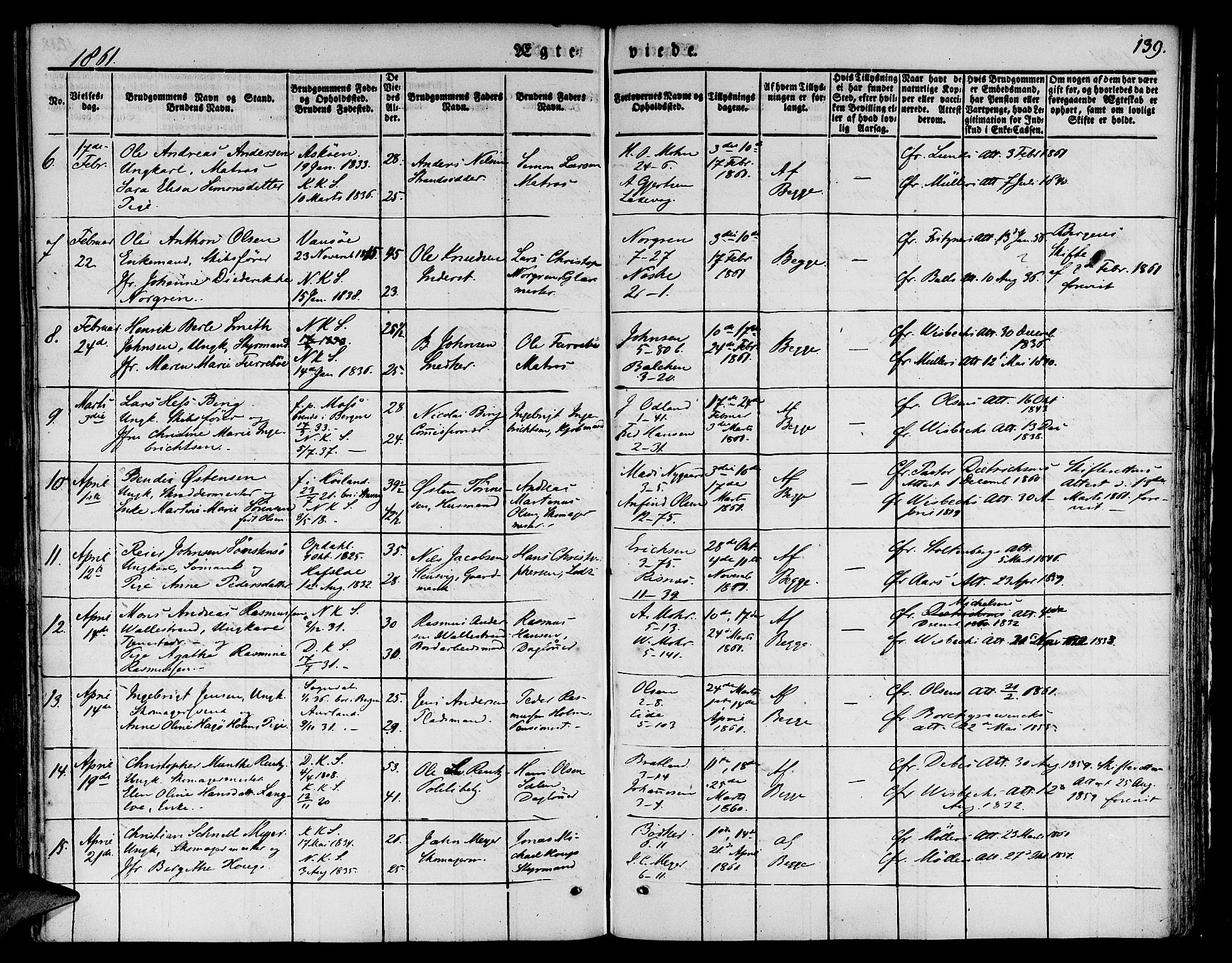 Nykirken Sokneprestembete, AV/SAB-A-77101/H/Hab: Parish register (copy) no. D 1, 1832-1867, p. 139