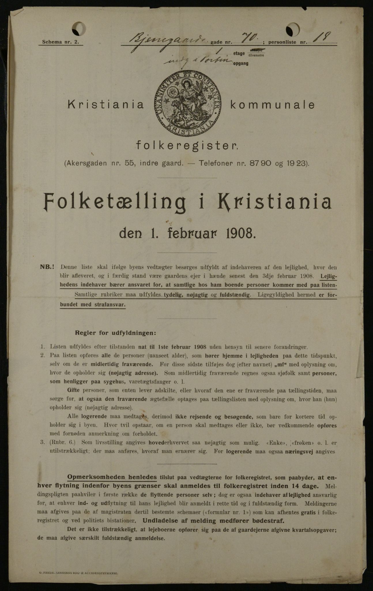 OBA, Municipal Census 1908 for Kristiania, 1908, p. 6295