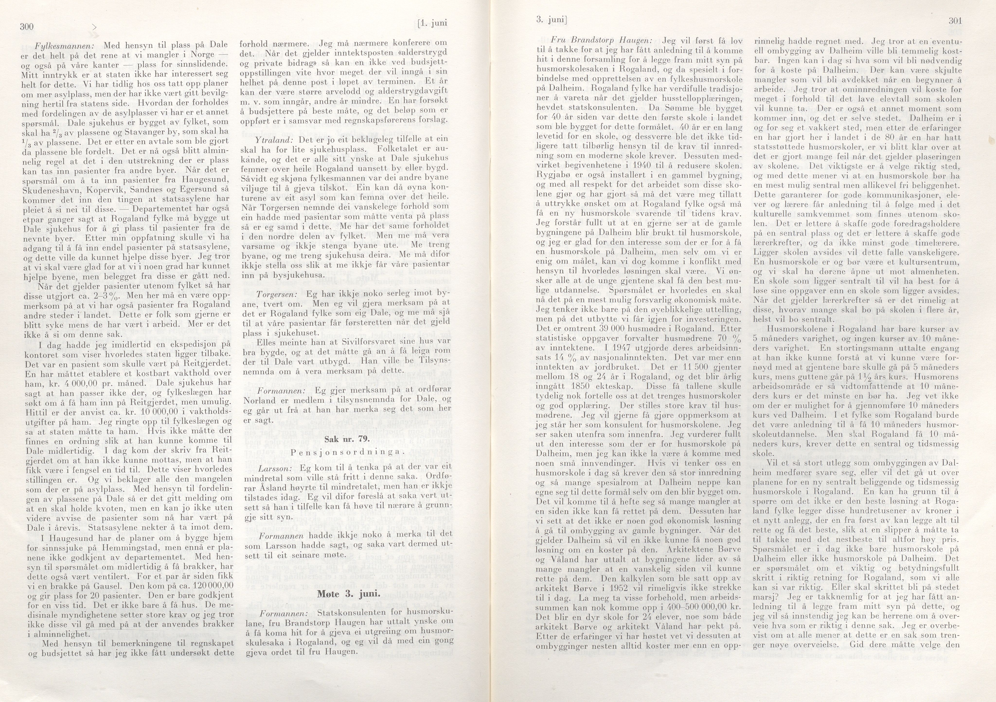 Rogaland fylkeskommune - Fylkesrådmannen , IKAR/A-900/A/Aa/Aaa/L0072: Møtebok , 1953, p. 300-301