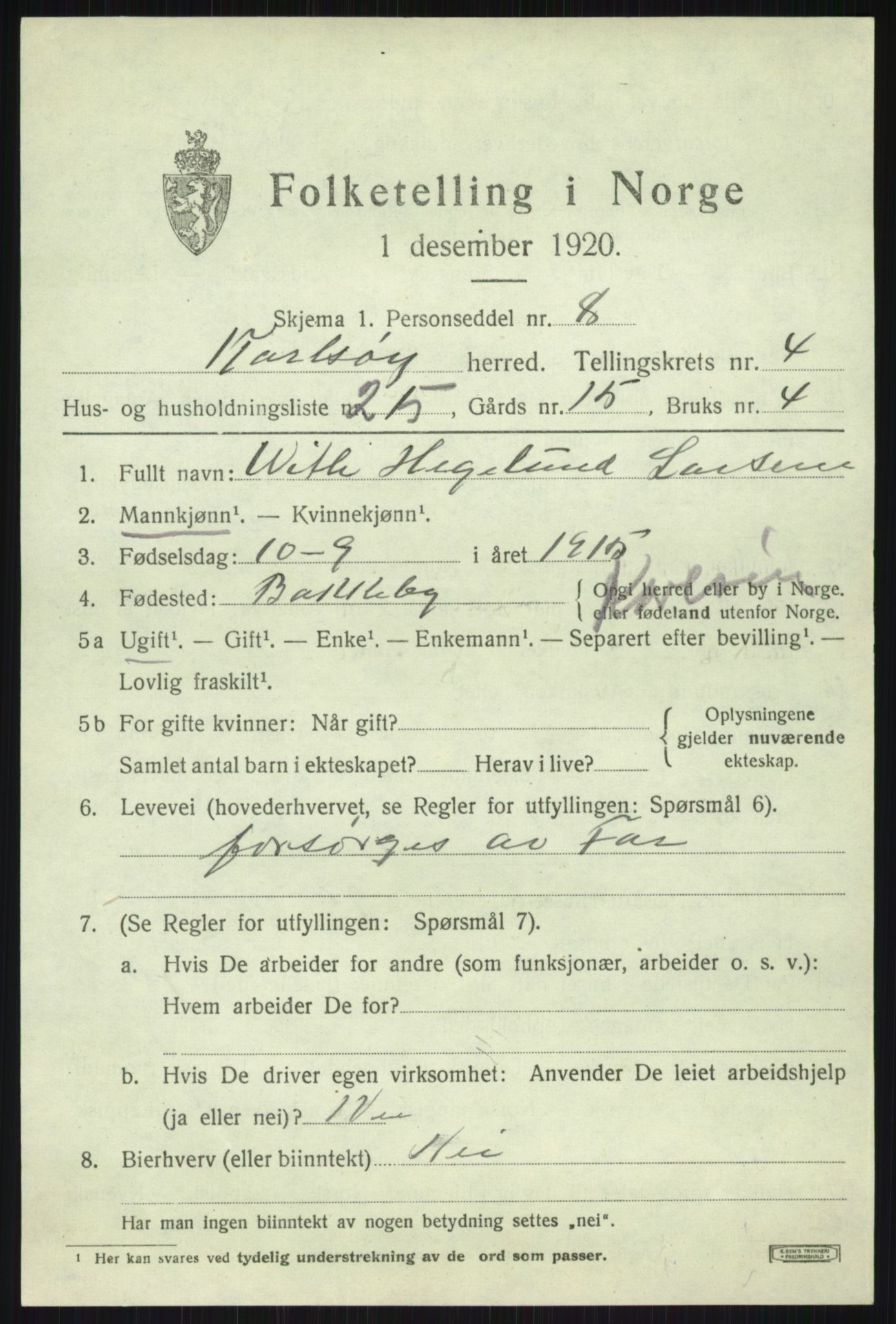 SATØ, 1920 census for Karlsøy, 1920, p. 2035