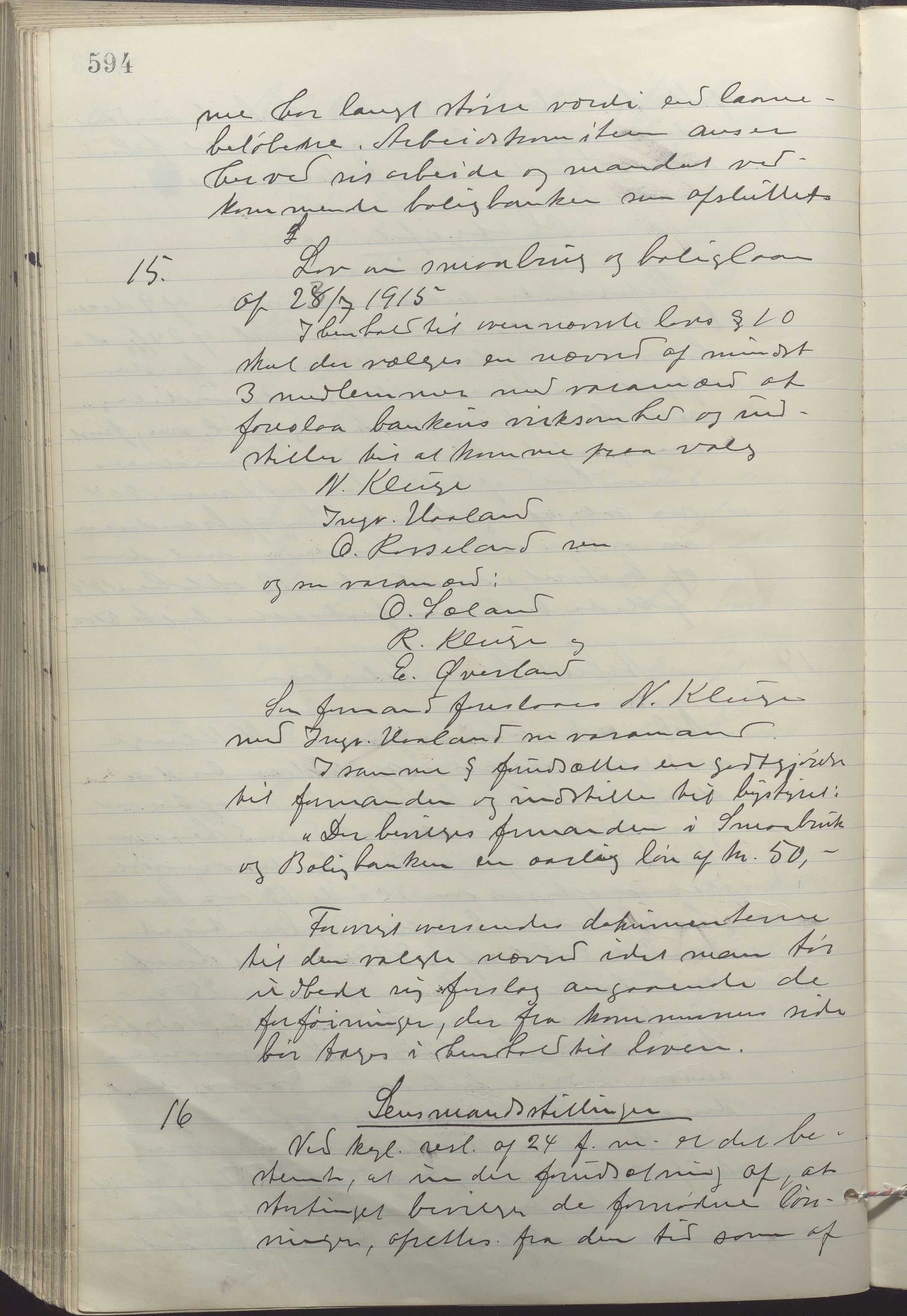 Sandnes kommune - Formannskapet og Bystyret, IKAR/K-100188/Aa/L0008: Møtebok, 1913-1917, p. 594