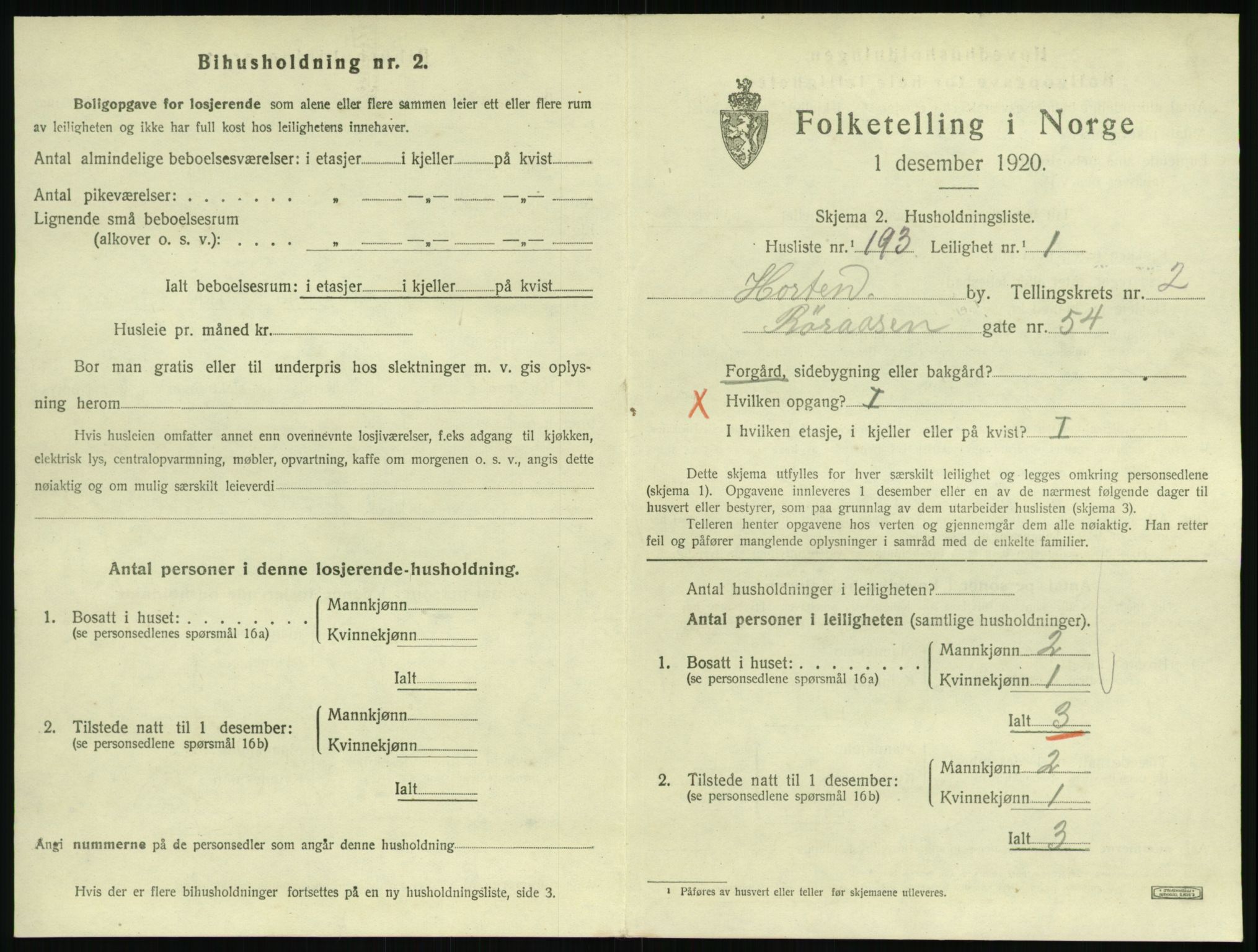 SAKO, 1920 census for Horten, 1920, p. 4049