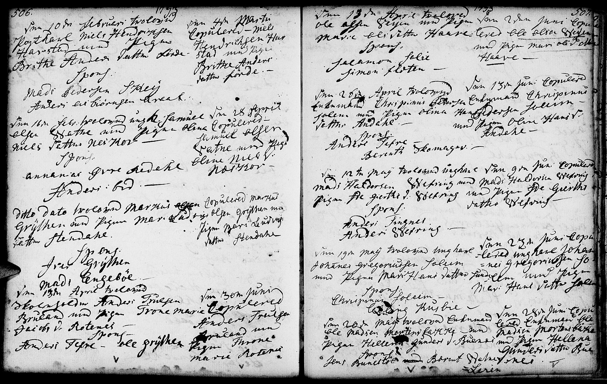 Førde sokneprestembete, SAB/A-79901/H/Haa/Haaa/L0004: Parish register (official) no. A 4, 1781-1803, p. 506-507