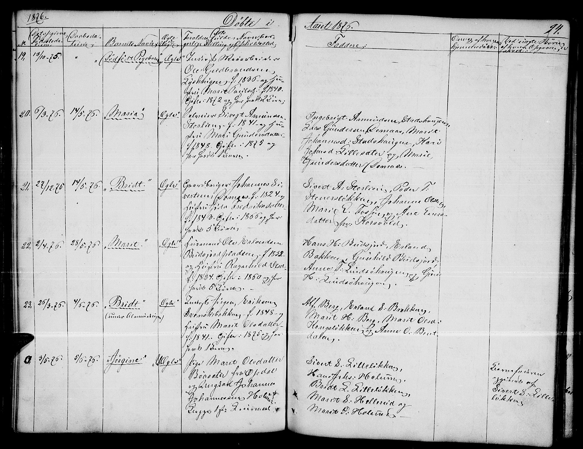 Dovre prestekontor, AV/SAH-PREST-066/H/Ha/Hab/L0001: Parish register (copy) no. 1, 1862-1880, p. 94