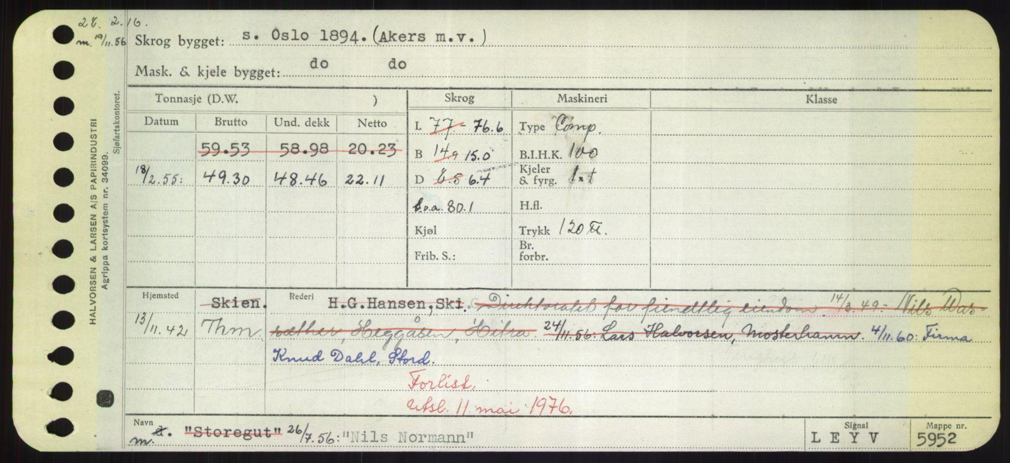 Sjøfartsdirektoratet med forløpere, Skipsmålingen, RA/S-1627/H/Hd/L0026: Fartøy, N-Norhol, p. 209