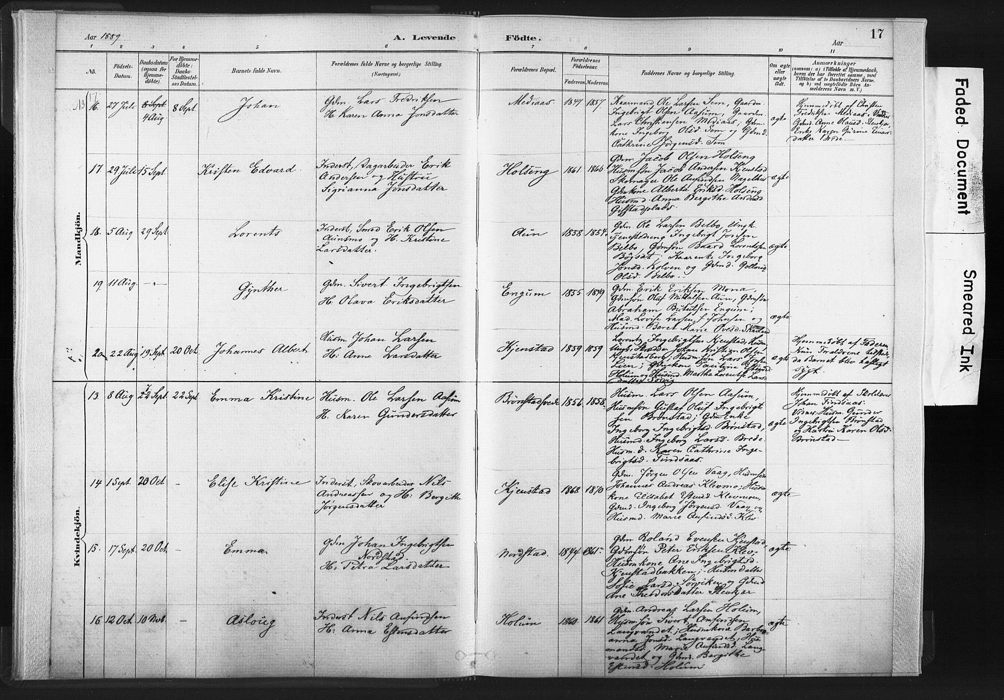 Ministerialprotokoller, klokkerbøker og fødselsregistre - Nord-Trøndelag, AV/SAT-A-1458/749/L0474: Parish register (official) no. 749A08, 1887-1903, p. 17